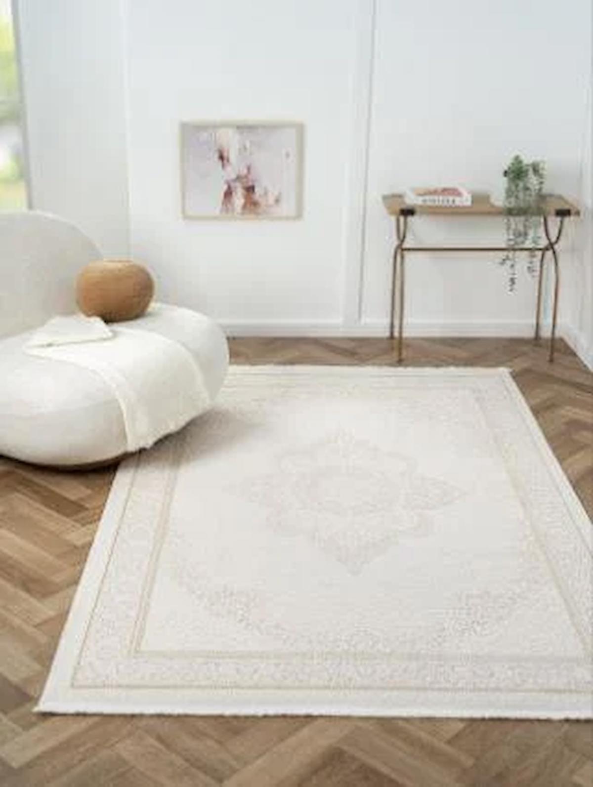 Çam Halı Otto OT005A Altın 8 mm Akrilik Silinebilir Yıkanabilir Orta Dikdörtgen Makine Dokuma Salon Halısı 80x140 cm