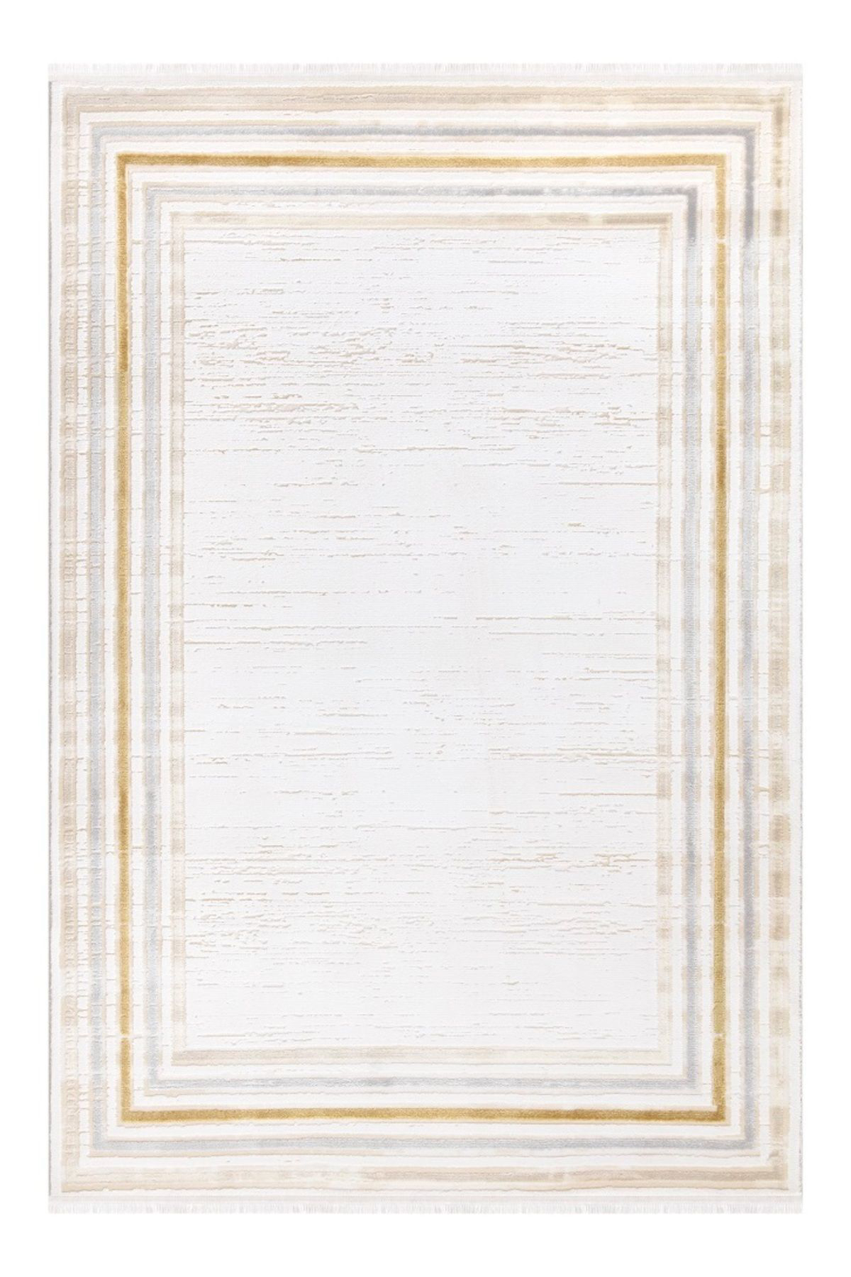 İpek Mekik Halı Gaspara Ekru - Sarı 10 mm Akrilik Yıkanabilir Orta Kaymaz Pamuk Taban Dikdörtgen Makine Dokuma Antre-Çocuk Odası-Salon-Yatak Odası Halısı 160x160 cm