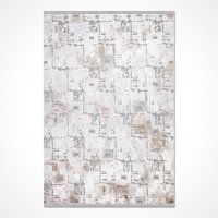 Crea Halı Valera 7810AK Krem 8 mm Akrilik Toz Tutmaz Yıkanabilir Orta Soyut Temalı Dikdörtgen Makine Dokuma Salon Halısı 80x200 cm