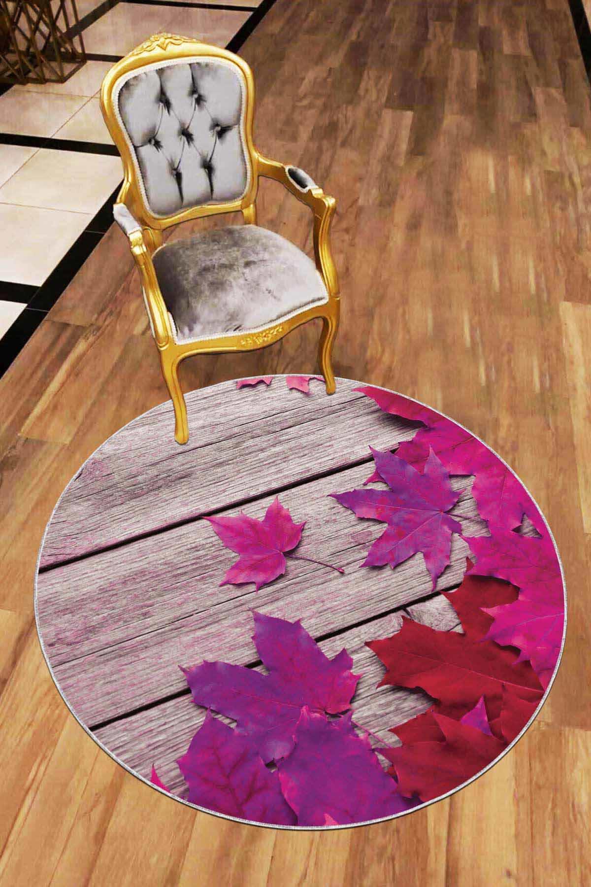 Viva Home AR413 Çok Renkli 7 mm Mikropolyester Yıkanabilir Kaymaz Dot Taban Yuvarlak Makine Dokuma Salon Halısı 140x200 cm