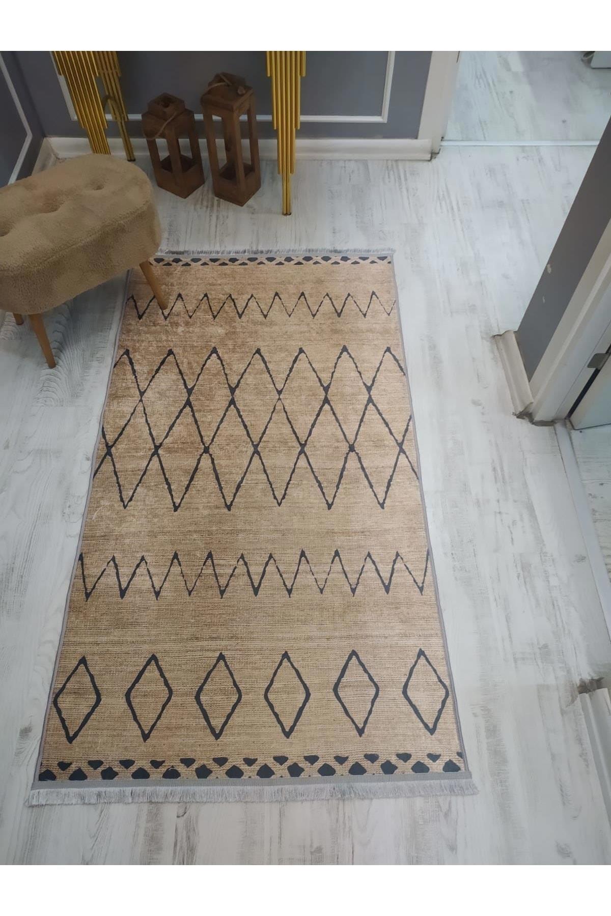 Doruklar Home Collection Çok Renkli 0.7 mm Hasır Yıkanabilir Kaymaz Taban Dikdörtgen Makine Dokuma Halı 120x180 cm