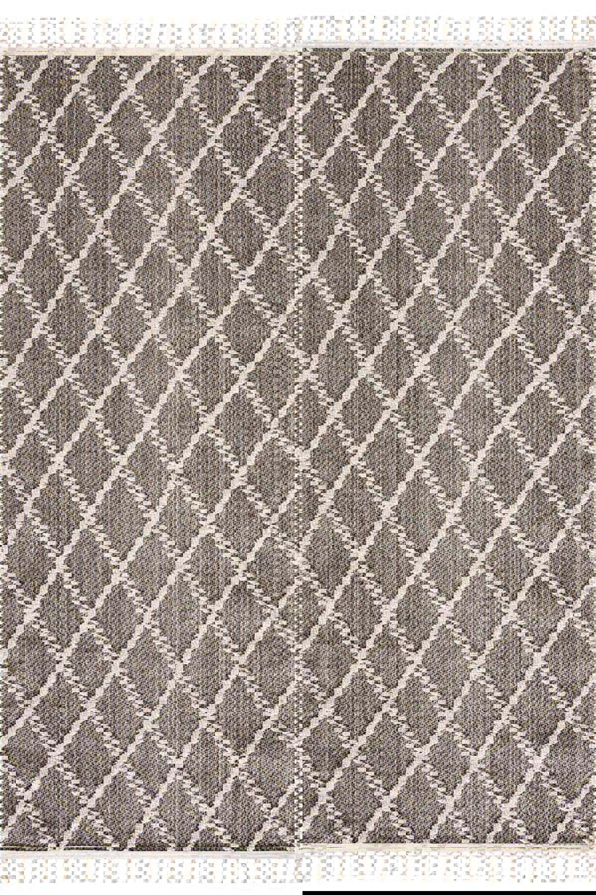 Enti Halı Bukle 1409 Gri 7 mm Polyester Toz Tutmaz Yıkanabilir Orta Dikdörtgen Makine Dokuma Salon Halısı 160x235 cm
