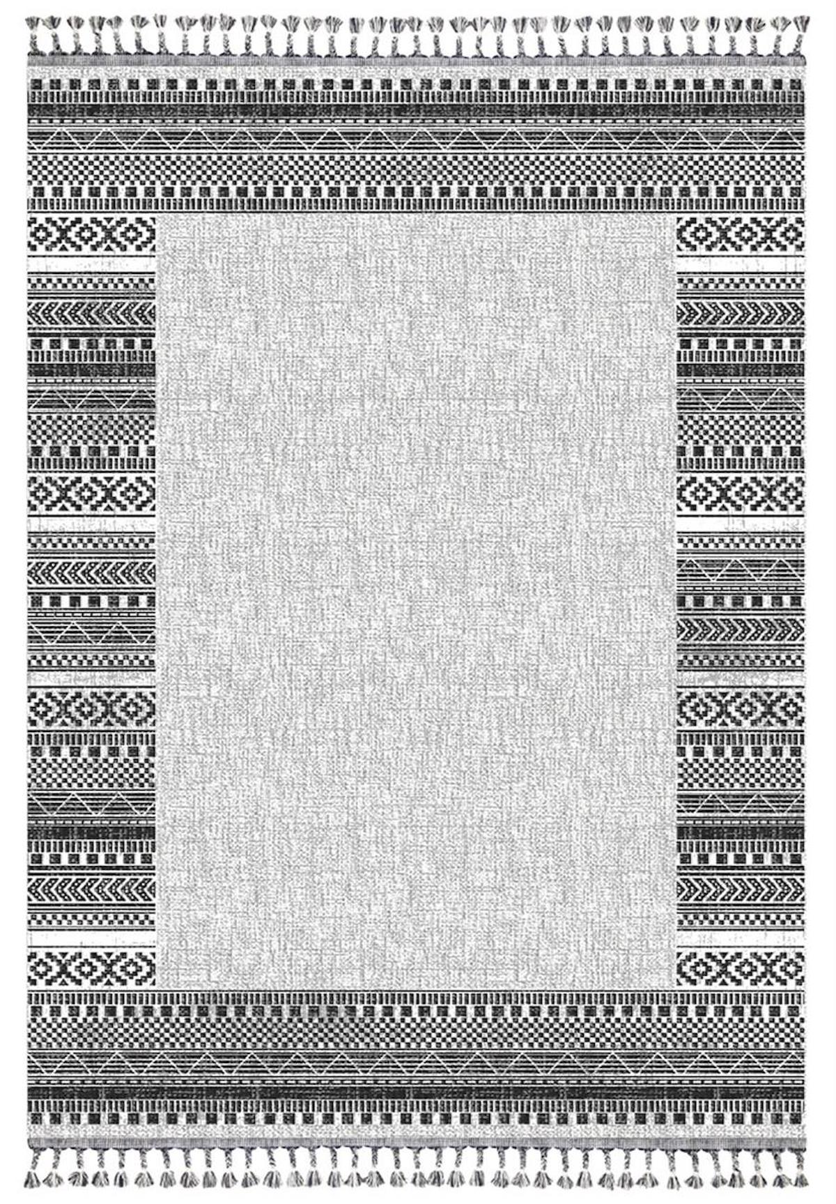 İpek Mekik Halı Meryland 17128 Gri 13 mm Akrilik Yıkanabilir Kalın Kaymaz Pamuk Taban Dikdörtgen Makine Dokuma Antre-Çocuk Odası-Salon-Yatak Odası Halısı 180x350 cm