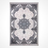 Crea Halı Silver 16575 Krem 6 mm Polyester Toz Tutmaz Yıkanabilir İnce Dikdörtgen Makine Dokuma Salon Halısı 100x200 cm