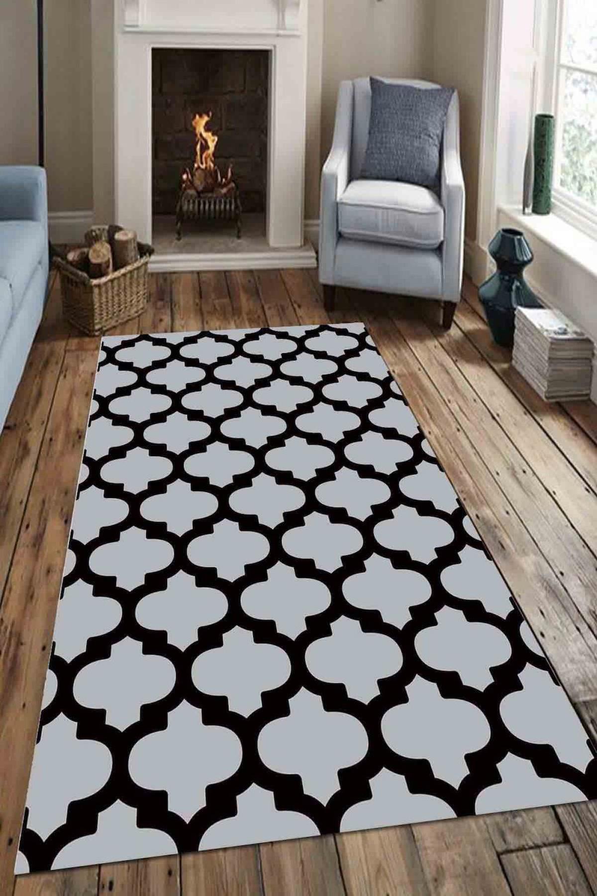 Homefesto Krem 5 mm Polyester Leke Tutmaz Yıkanabilir İnce Kaymaz Taban Geometrik Dikdörtgen Makine Dokuma Salon Halısı 300x400 cm