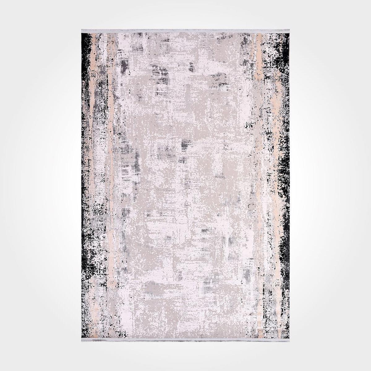 Crea Halı Stone 17106 Krem 8 mm Akrilik Toz Tutmaz Yıkanabilir Orta Doğa Temalı Dikdörtgen Makine Dokuma Salon Halısı 80x300 cm