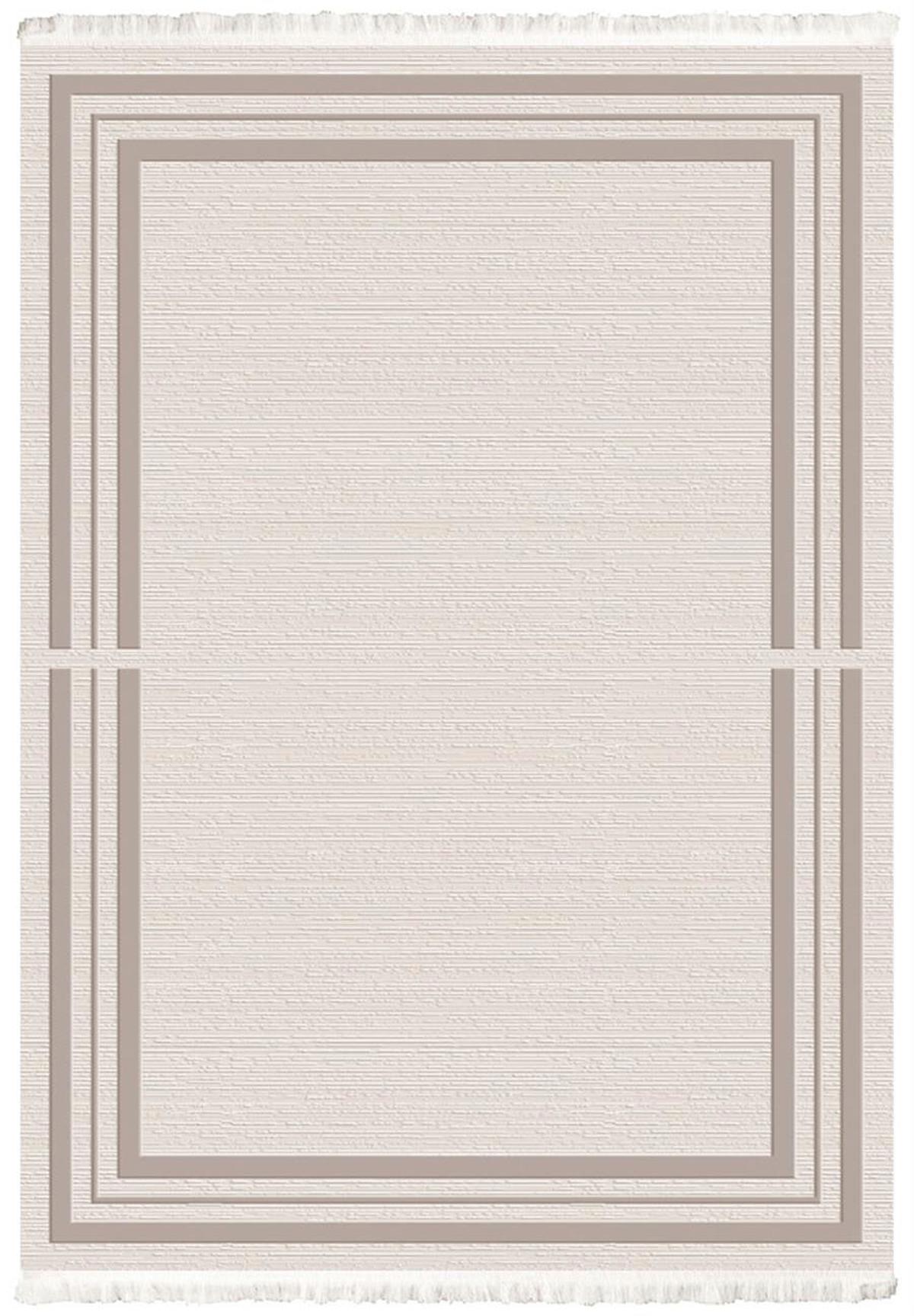 İpek Mekik Halı Sardes 6141A Krem 11 mm Akrilik Yıkanabilir Orta Kaymaz Pamuk Taban Dikdörtgen Makine Dokuma Antre-Çocuk Odası-Salon-Yatak Odası Halısı 120x120 cm