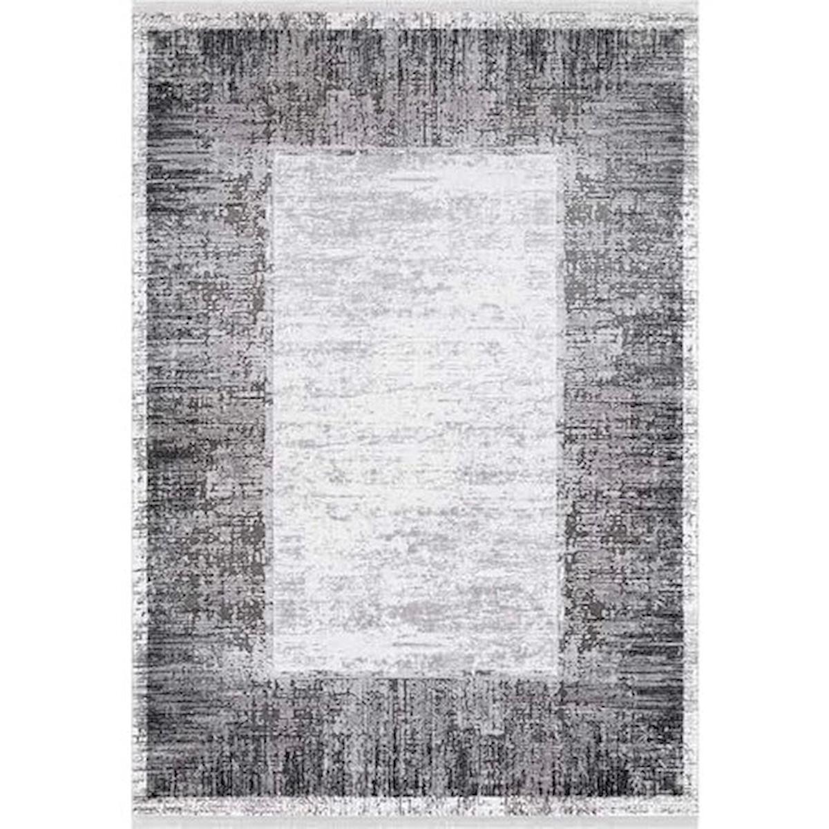 Angora Halı Evo 9401Q Gri 0.7 mm Akrilik Yıkanabilir İnce Kaymaz Jüt Taban Dikdörtgen Makine Dokuma Salon Halısı 180x350 cm