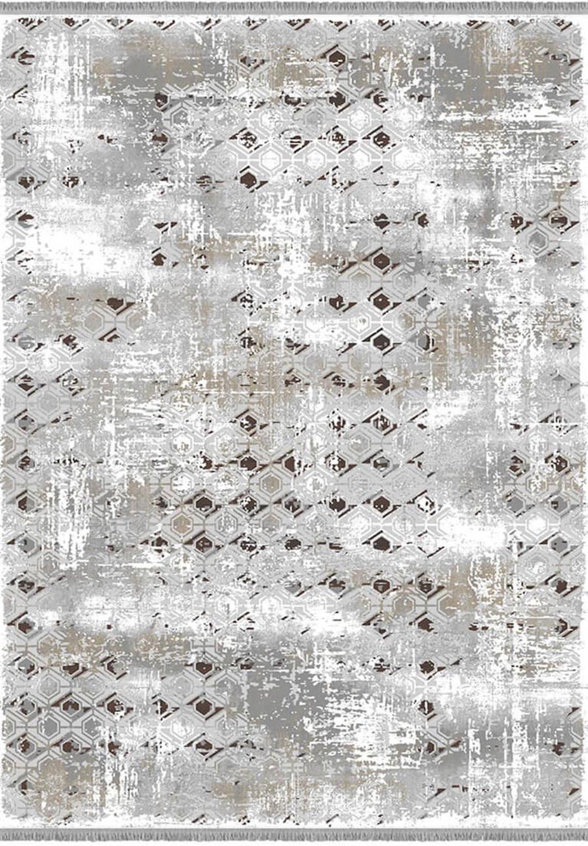 İpek Mekik Halı Roxanne 17193 Gri 8 mm Akrilik Yıkanabilir İnce Kaymaz Pamuk Taban Dikdörtgen Makine Dokuma Antre-Çocuk Odası-Salon-Yatak Odası Halısı 160x230 cm