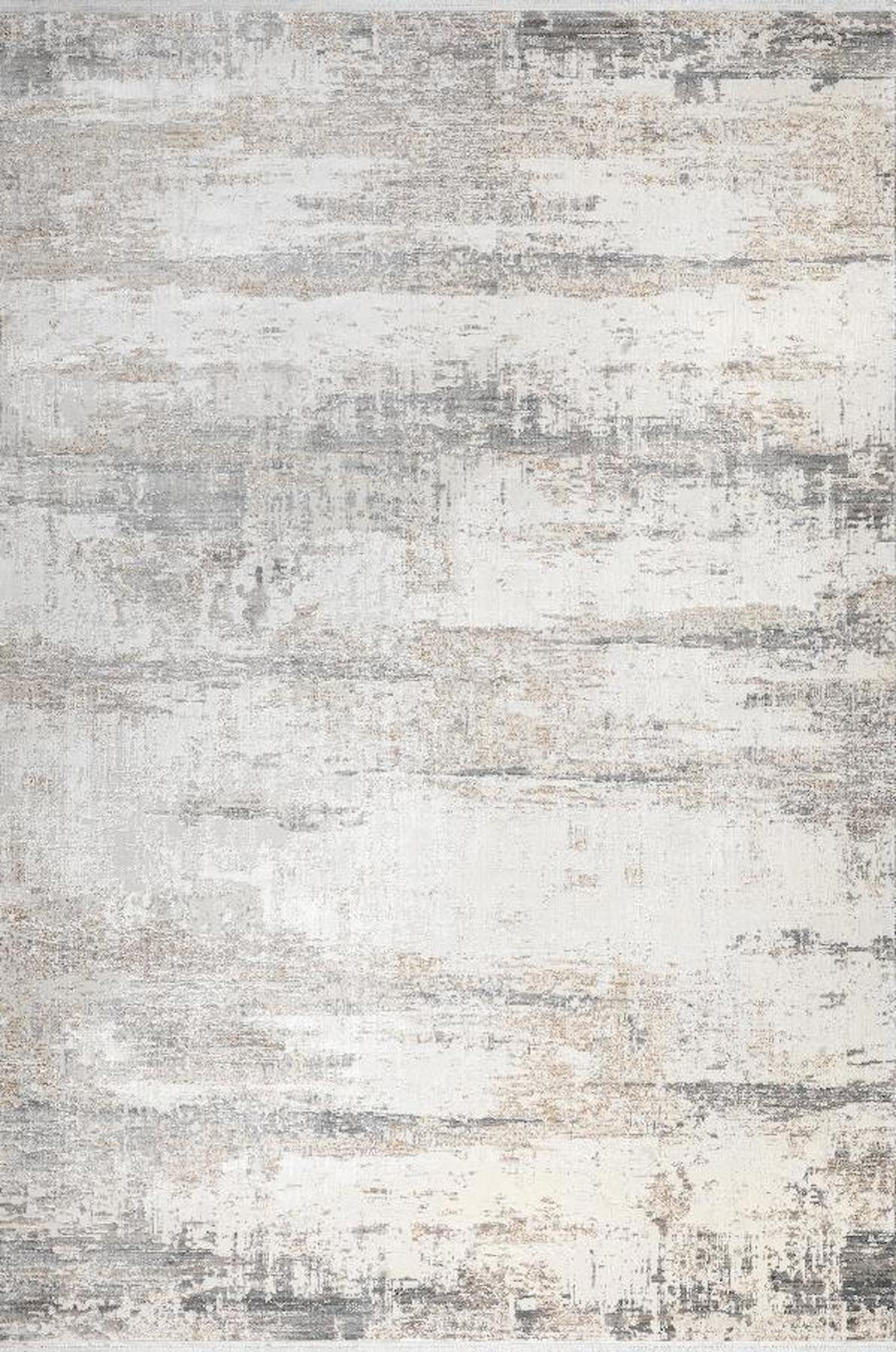 Sanat Halı Gusto 3751 Krem 8 mm Viskon Antibakteriyel Yıkanabilir Kalın Kaymaz Lateks Taban Dikdörtgen Makine Dokuma Salon Halısı 120x180 cm