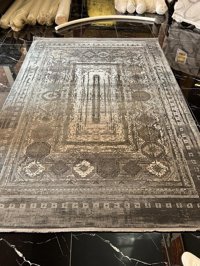 Hoom Rugs Diamond 3773 Gri 10 mm Akrilik-Viskon Silinebilir Yıkanabilir Orta Kaymaz Dikdörtgen Makine Dokuma Salon Halısı 100x150 cm