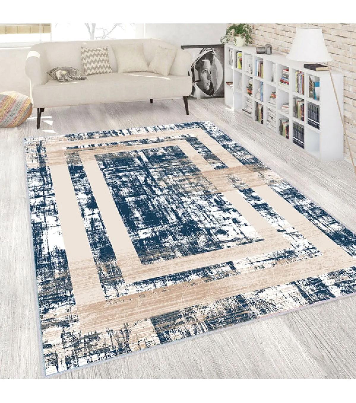 Rovigo Home RVG0195-SD383 Çok Renkli 8 mm Polyester Leke Tutmaz Yıkanabilir Orta Kaymaz Dot Taban Dikdörtgen Makine Dokuma Salon Halısı 120x200 cm