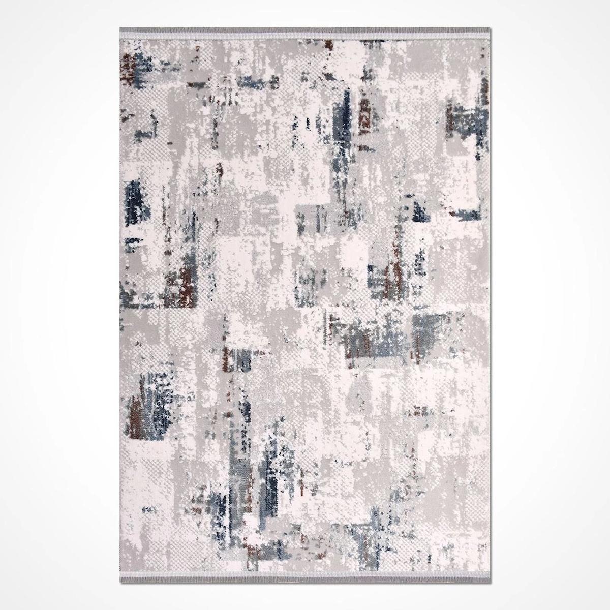 İpek Mekik Halı Filiya 11250 Krem - Mavi 8 mm Pamuk Yıkanabilir Orta Kaymaz Pamuk Taban Dikdörtgen Makine Dokuma Antre-Çocuk Odası-Salon-Yatak Odası Halısı 100x200 cm