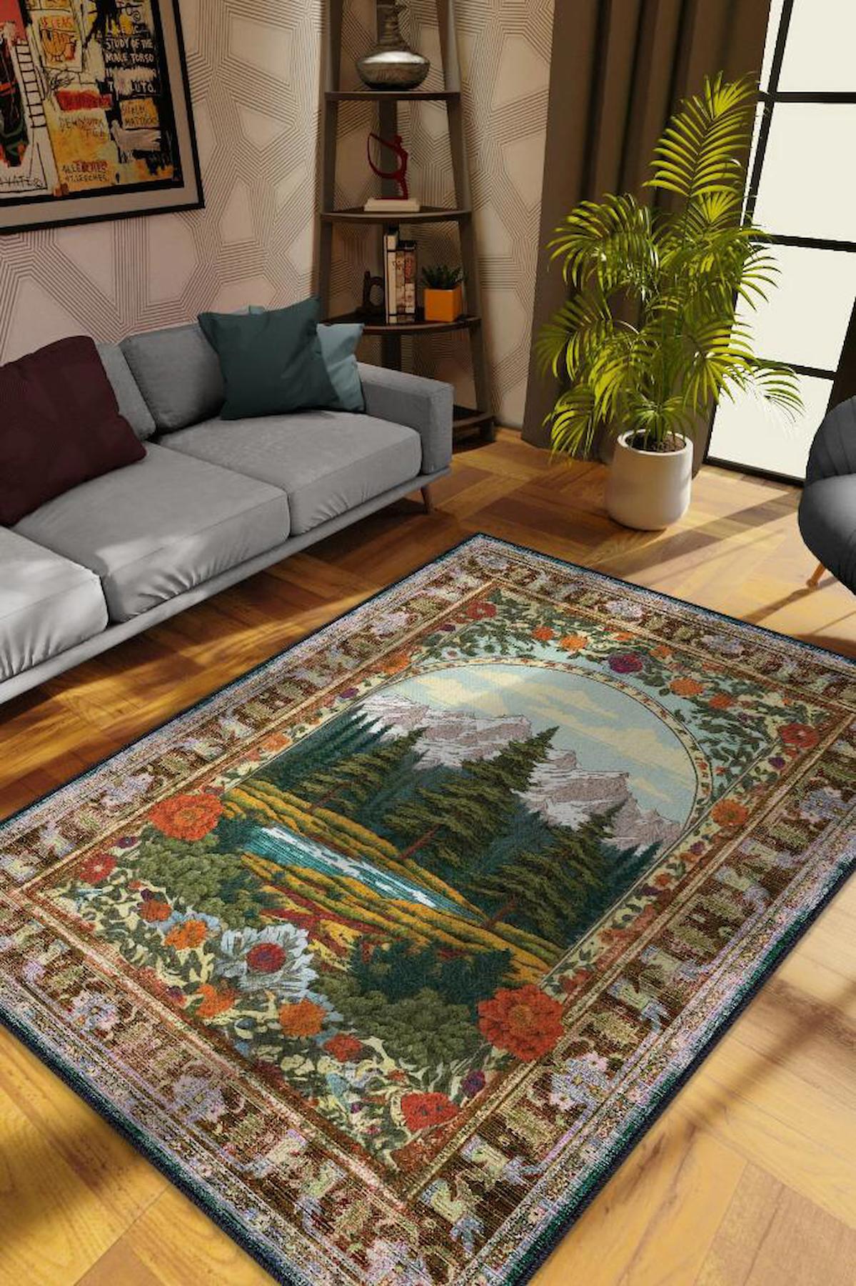 Homshtag Ladin Ağacı Krem 4 mm Pamuk Antistatik Yıkanabilir İnce Kaymaz Dikdörtgen Makine Dokuma Salon Halısı 195x290 cm