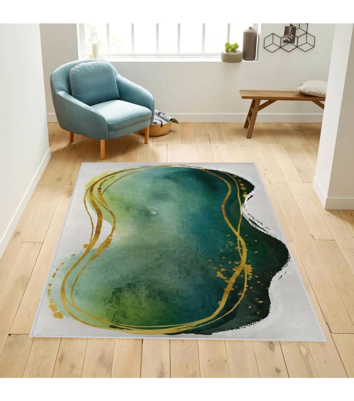 Rovigo Home RVG1741 Çok Renkli 8 mm Polyester Antibakteriyel-Leke Tutmaz-Toz Tutmaz Yıkanabilir İnce Kaymaz Dot Taban Dikdörtgen Makine Dokuma Salon Halısı 80x500 cm