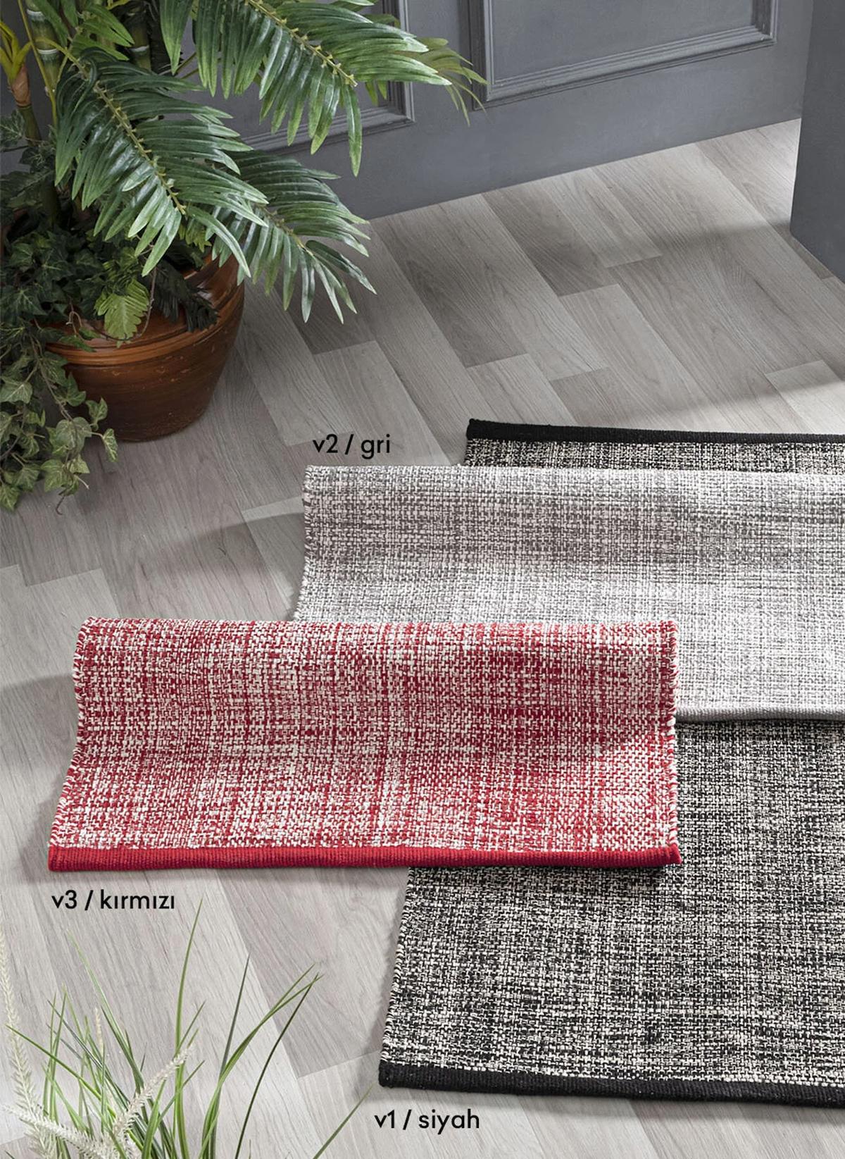 Sarev Nina Kırmızı 1 mm Polyester Antibakteriyel Yıkanabilir İnce Dikdörtgen Makine Dokuma Banyo Halısı 120x180 cm