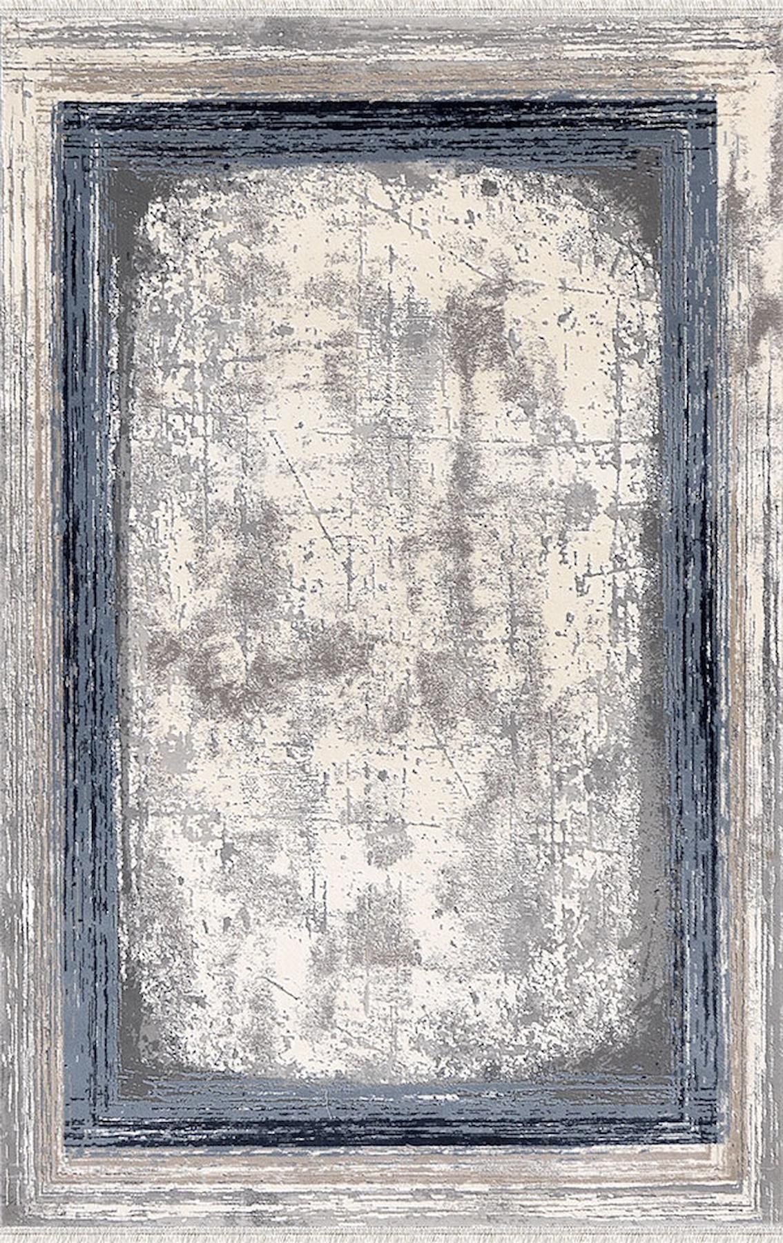 Merinos Therapy 34665 Krem-Siyah 12 mm Viskon Yumuşak Yıkanabilir Kalın Kaymaz Dot Taban Dikdörtgen Makine Dokuma Salon Halısı 80x200 cm