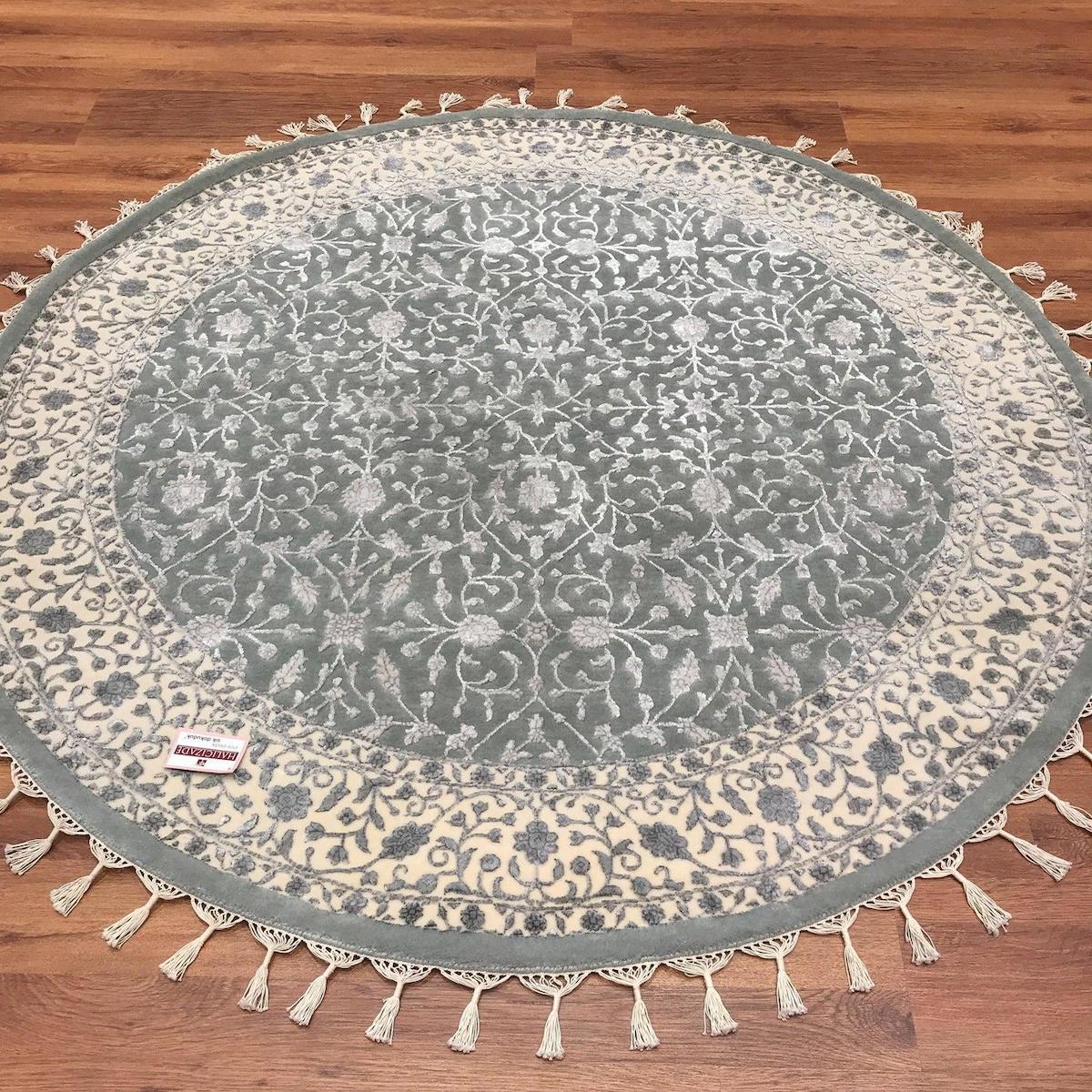 Halıcızade Safir Krem - Mavi Pamuk Yıkanabilir Kalın Kaymaz Lateks Taban Dikdörtgen Makine Dokuma Salon Halısı 180x180 cm