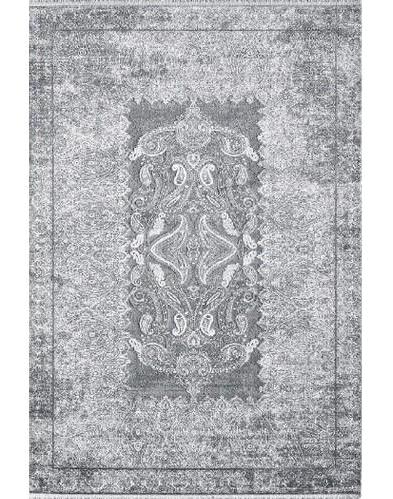 Royal Halı BABIL BX17E Gri 7 mm Akrilik Toz Tutmaz Yıkanabilir İnce Kaymaz Lateks Taban Dikdörtgen Makine Dokuma Salon Halısı 120x180 cm