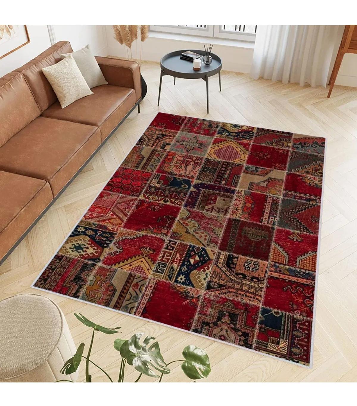 Rovigo Home RVG0393 Çok Renkli 8 mm Polyester Leke Tutmaz-Toz Tutmaz Yıkanabilir İnce Kaymaz Dot Taban Dikdörtgen Makine Dokuma Salon Halısı 200x290 cm