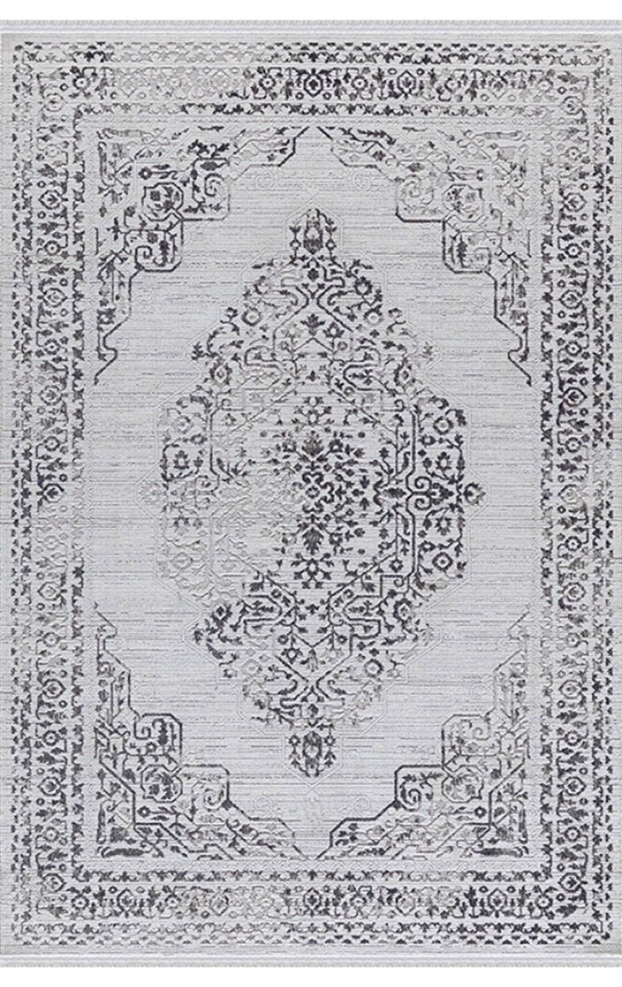 Merinos Verona 36737 Gri 5 mm Akrilik Antibakteriyel Yıkanabilir İnce Kaymaz Dikdörtgen Makine Dokuma Salon Halısı 80x200 cm