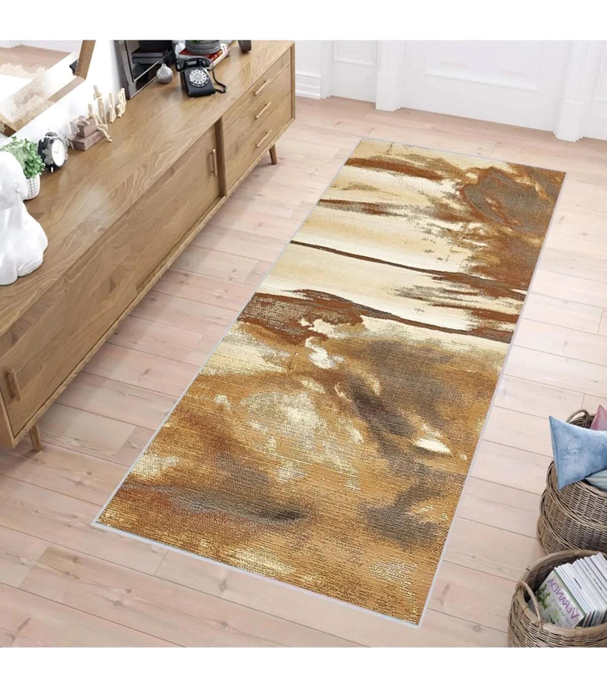 Rovigo Home RVG1693 Çok Renkli 8 mm Polyester Antibakteriyel-Leke Tutmaz-Toz Tutmaz Yıkanabilir İnce Kaymaz Dot Taban Dikdörtgen Makine Dokuma Salon Halısı 200x290 cm