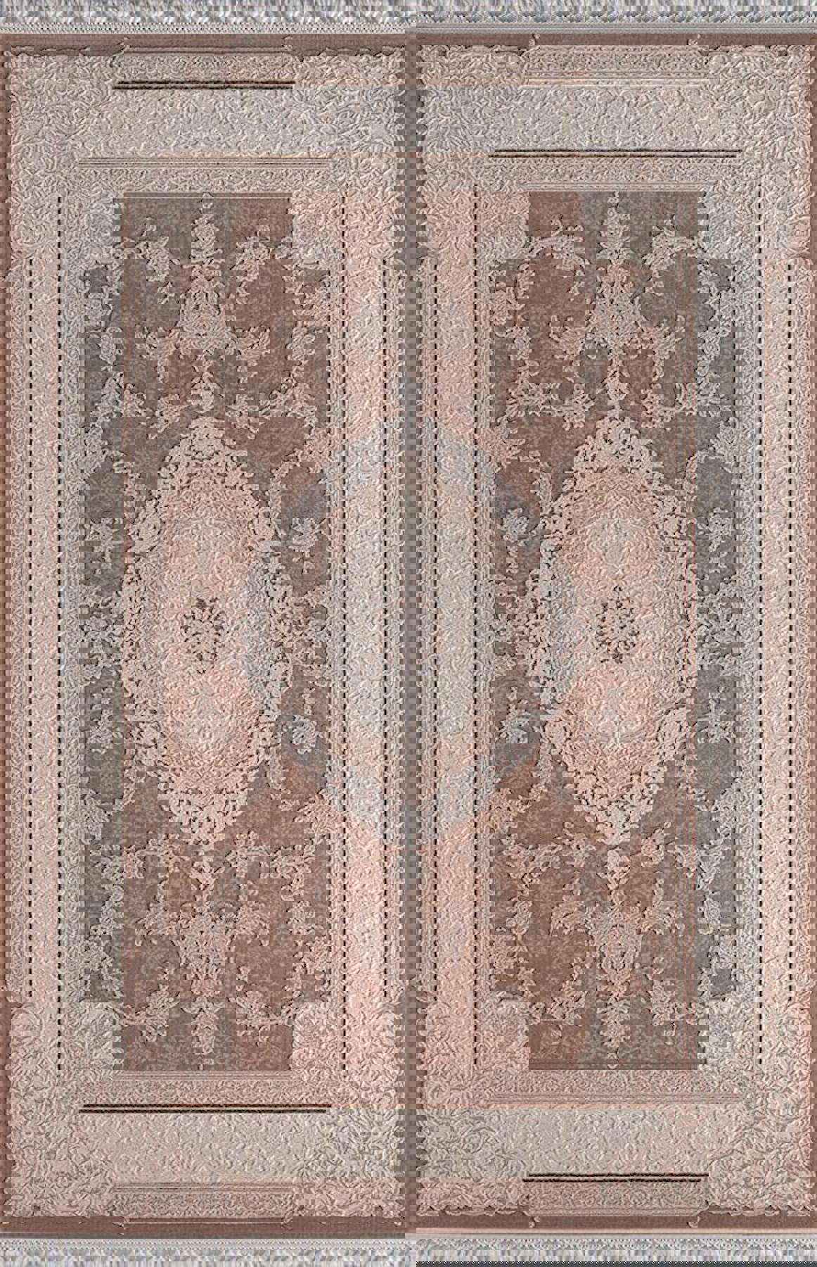 Sanat Halı Delüks 6989 Krem 7 mm Akrilik Yıkanabilir Kalın Kaymaz Lateks Taban Dikdörtgen Makine Dokuma Salon Halısı 140x200 cm