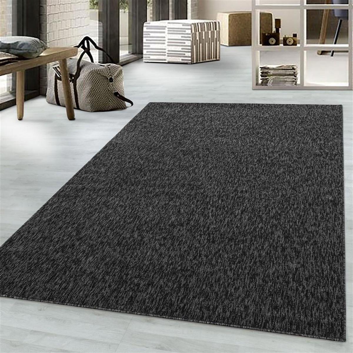 Red Halı Siyah 4 mm Polipropilen Yıkanabilir Dikdörtgen Makine Dokuma Halı 160x230 cm