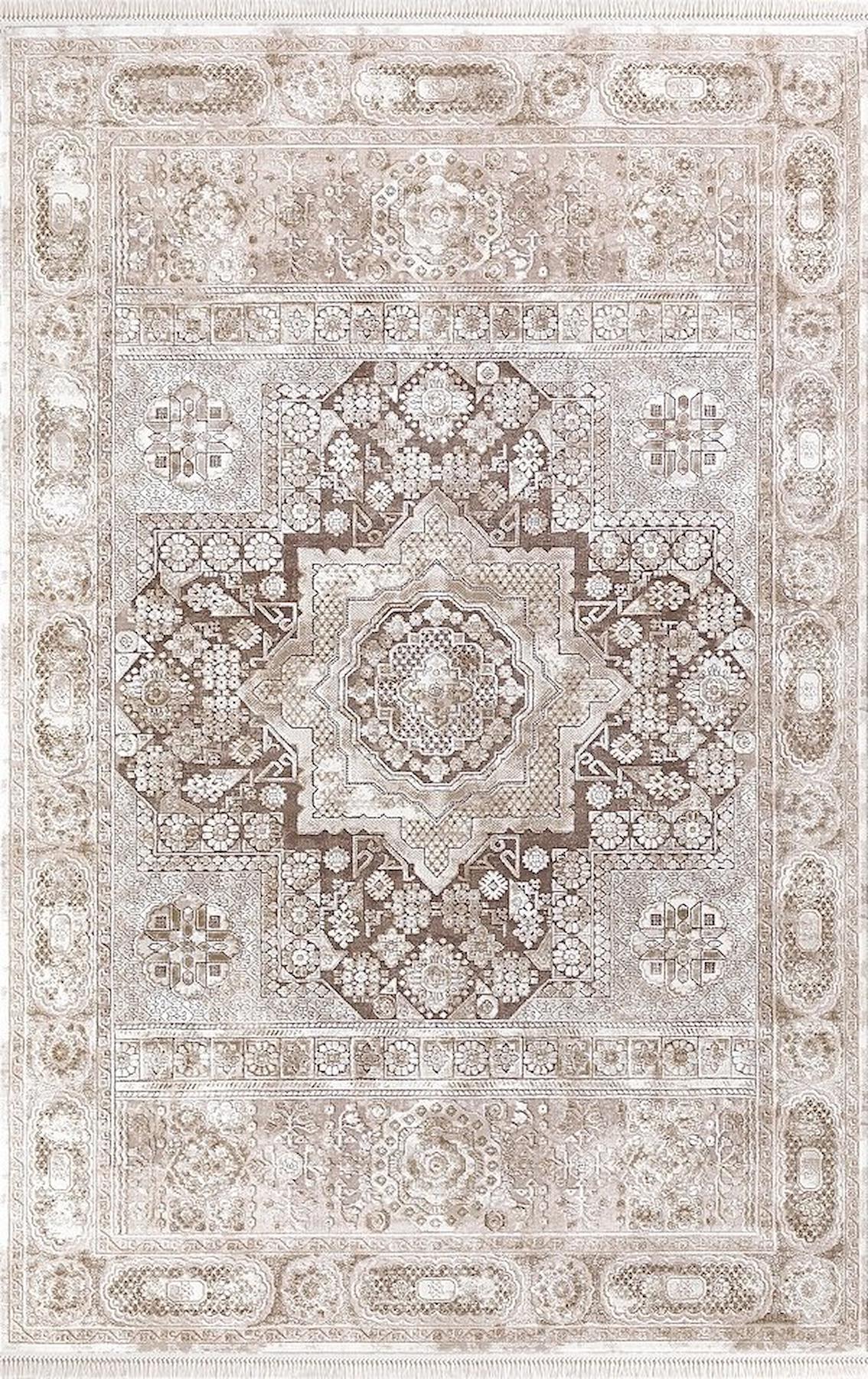 Merinos Rodin 31920 Krem 11 mm Akrilik Toz Tutmaz Yıkanabilir Kalın Kaymaz Dikdörtgen Makine Dokuma Salon Halısı 120x160 cm