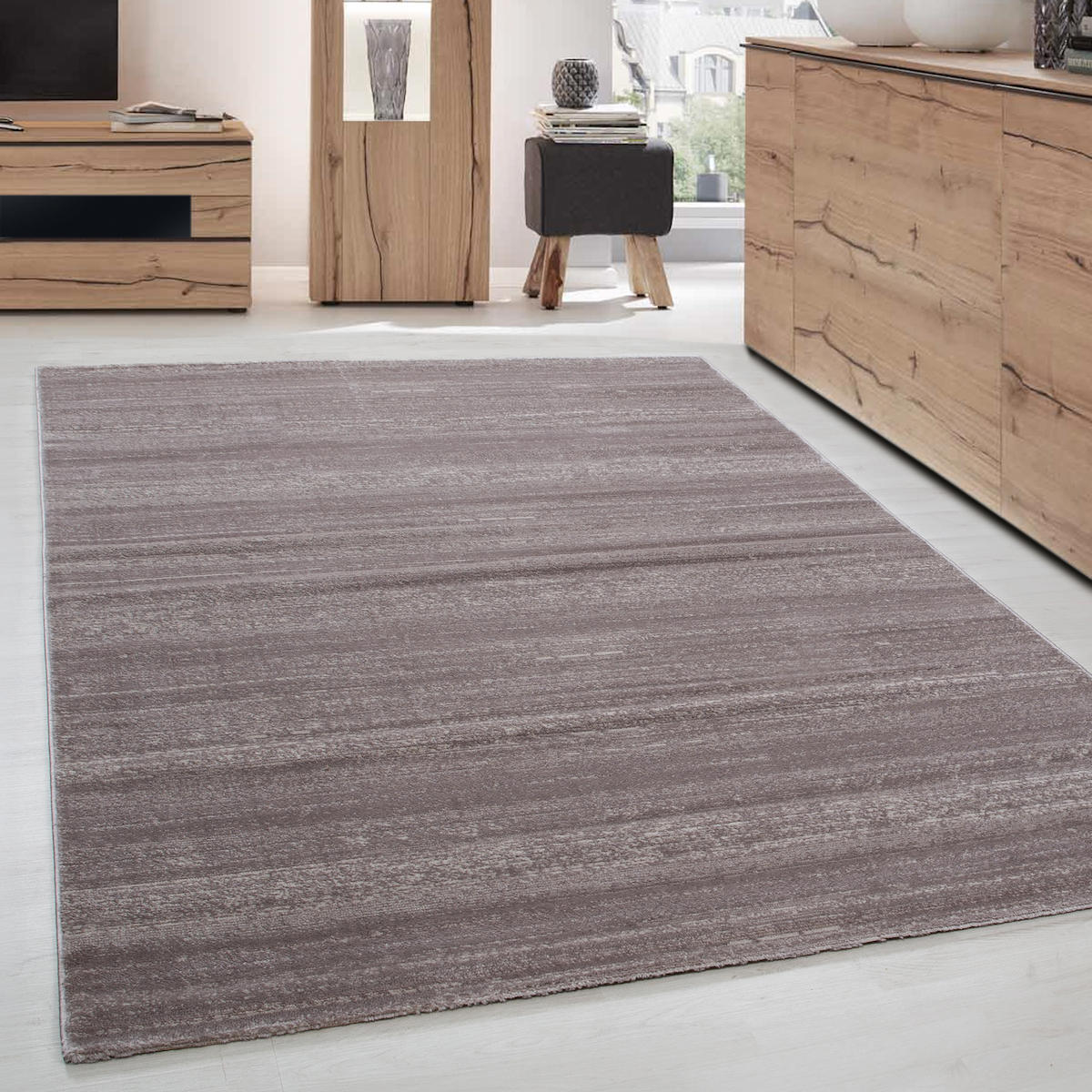 Wide Shop Bej 8 mm Polipropilen Antibakteriyel Yıkanabilir İnce Kaymaz Jüt Taban Dikdörtgen Makine Dokuma Salon Halısı 120x160 cm