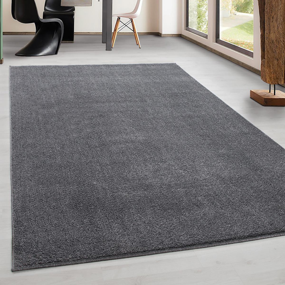 Wide Shop Gri 8 mm Polipropilen Antialerjenik Yıkanabilir Orta Kaymaz Taban Dikdörtgen Makine Dokuma Salon Halısı 80x120 cm