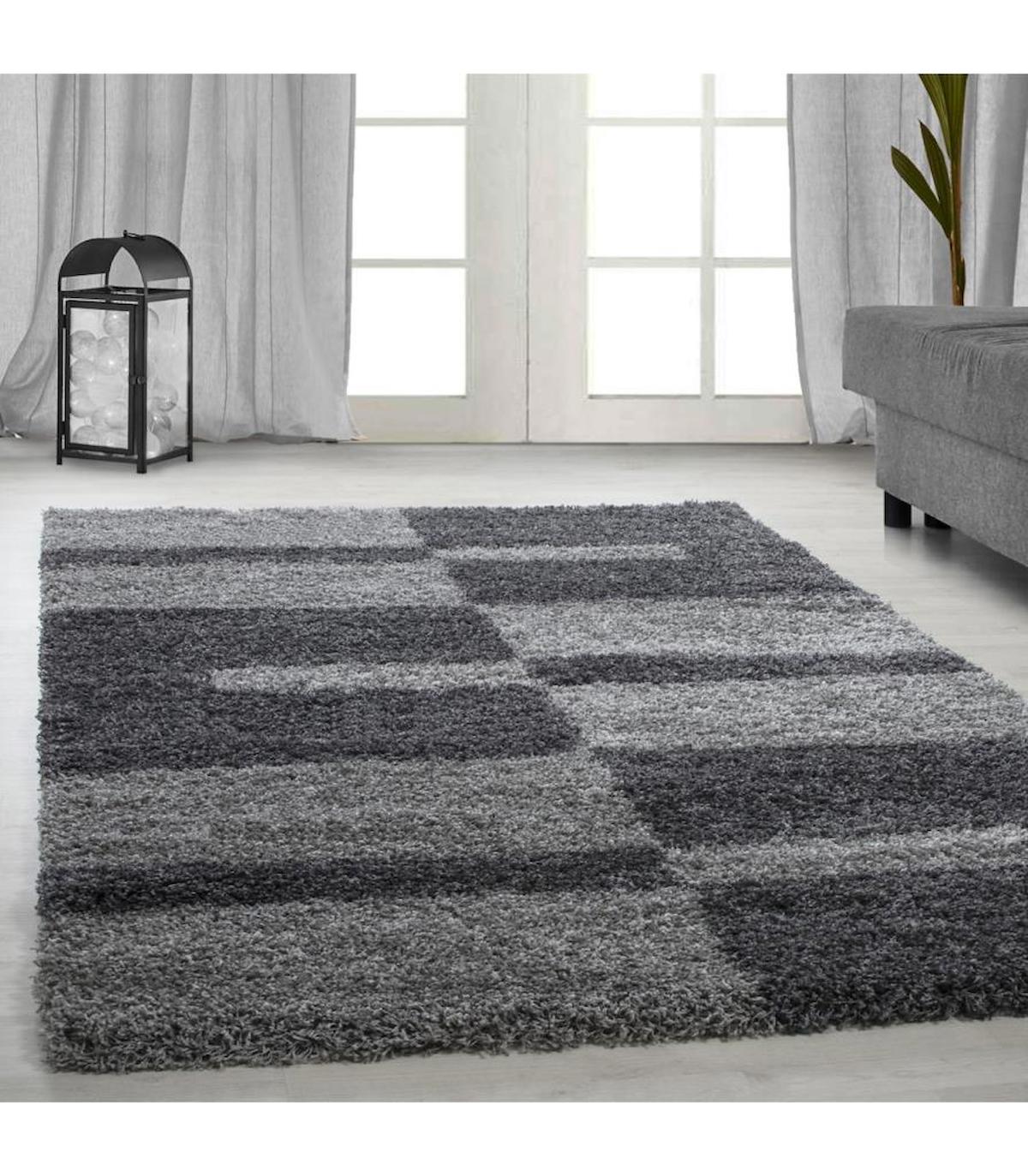 Carpettex Gri-Krem 30 mm Polipropilen Antialerjenik Yıkanabilir Kalın Kaymaz Jüt Taban Dikdörtgen Makine Dokuma Salon Halısı 80x300 cm
