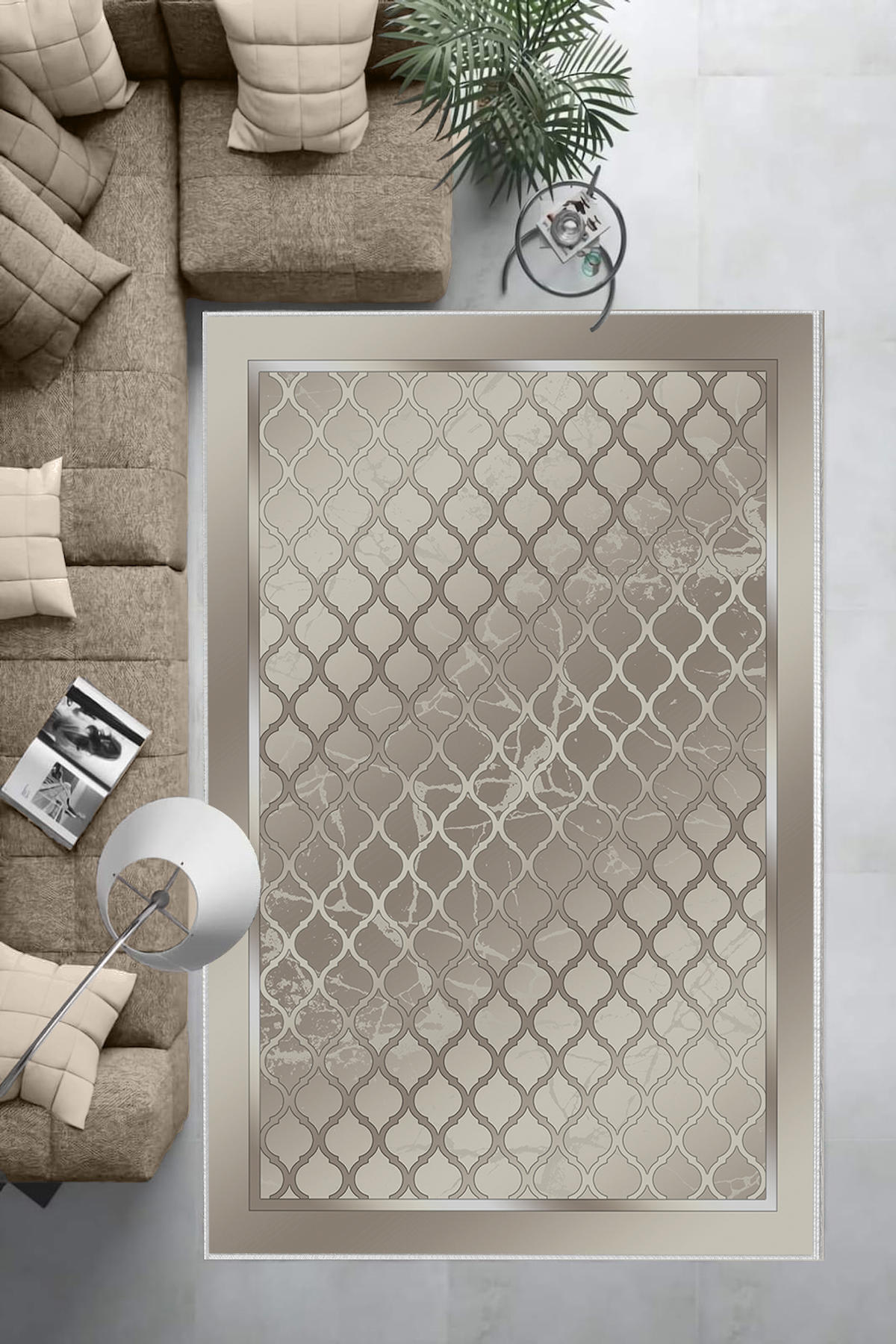Aldora Vizon 0.8 mm Polipropilen Antibakteriyel Yıkanabilir Orta Kaymaz Deri Taban Dikdörtgen Makine Dokuma Salon Halısı 180x180 cm