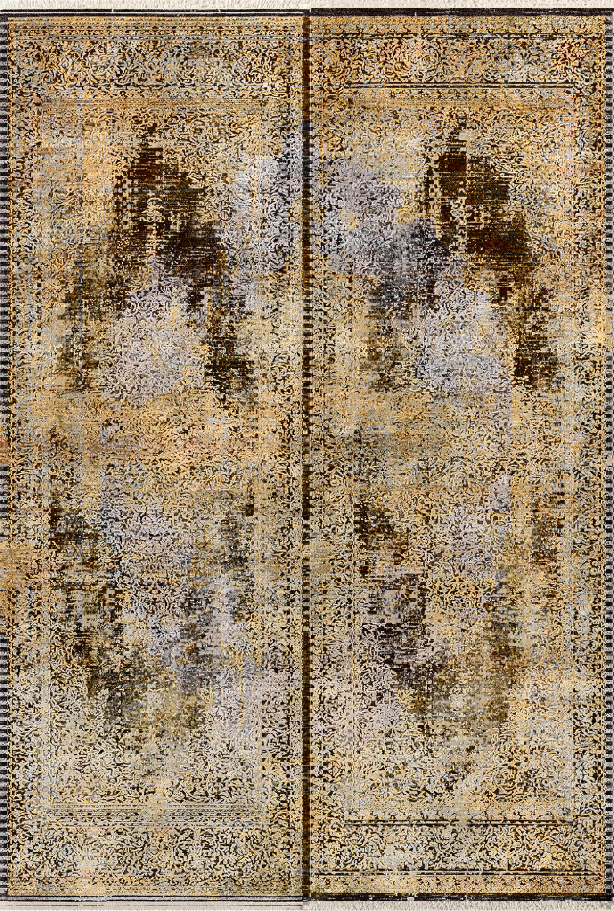 Sanat Halı Oasis 1870 Çok Renkli 8 mm Viskon Antibakteriyel Yıkanabilir Kalın Kaymaz Lateks Taban Dikdörtgen Makine Dokuma Salon Halısı 80x150 cm