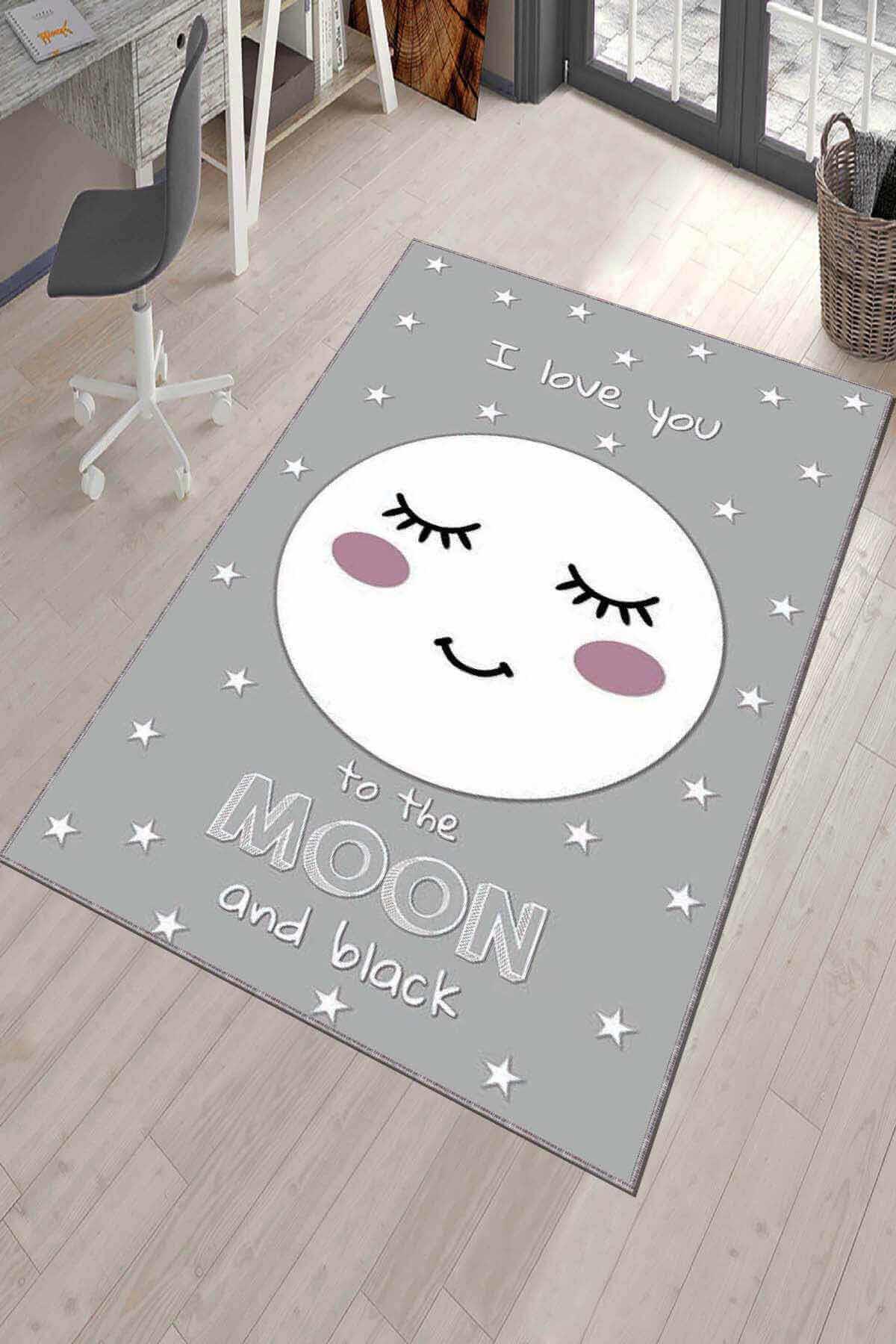Viva Home KD34 Gri 7 mm Mikropolyester Toz Tutmaz Yıkanabilir İnce Kaymaz Dot Taban Dikdörtgen Makine Dokuma Çocuk Odası Halısı 120x180 cm