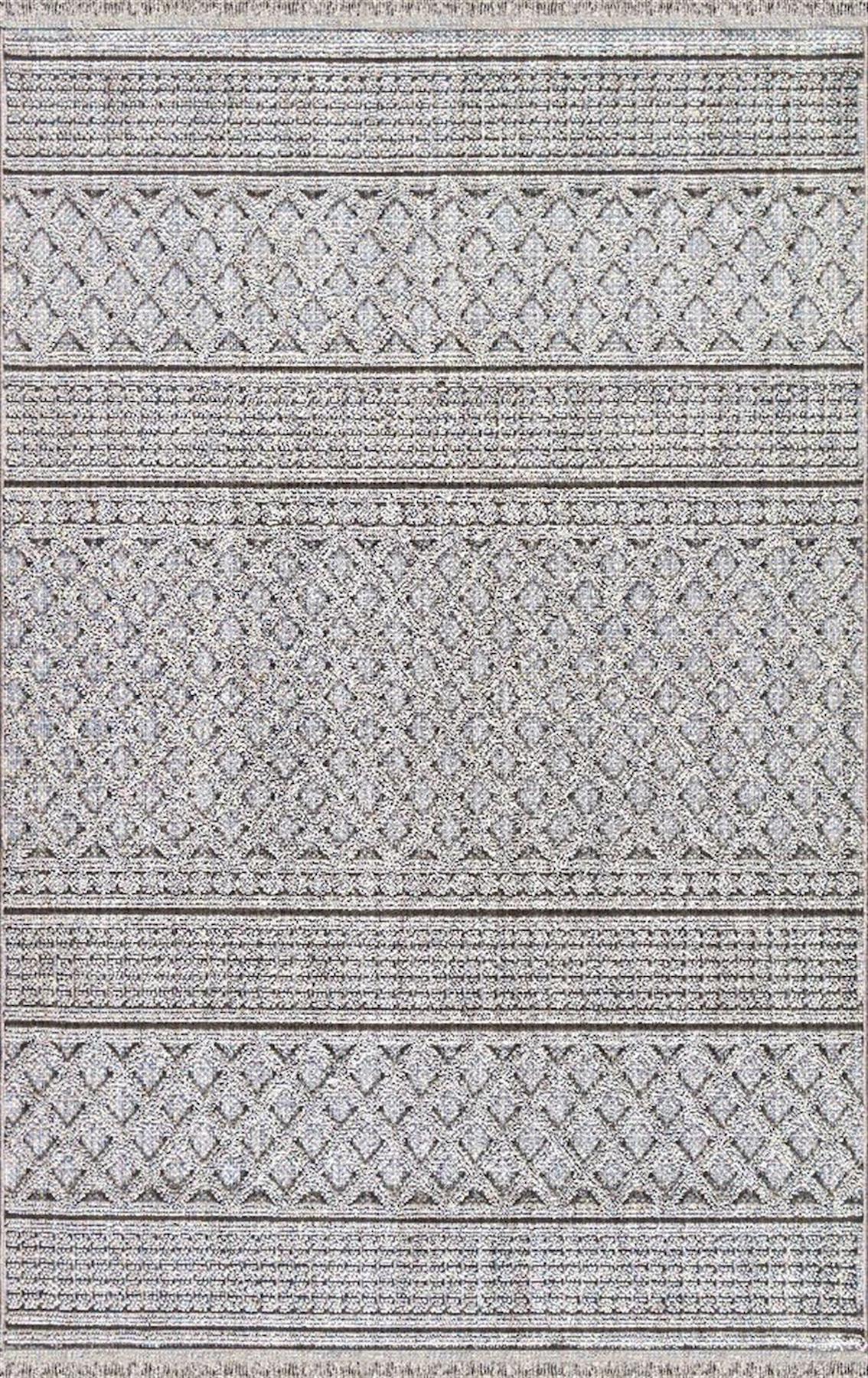 Merinos Garden 61575 Vizon 12 mm Polyester Toz Tutmaz Yıkanabilir Kalın Kaymaz Dikdörtgen Makine Dokuma Salon Halısı 80x150 cm