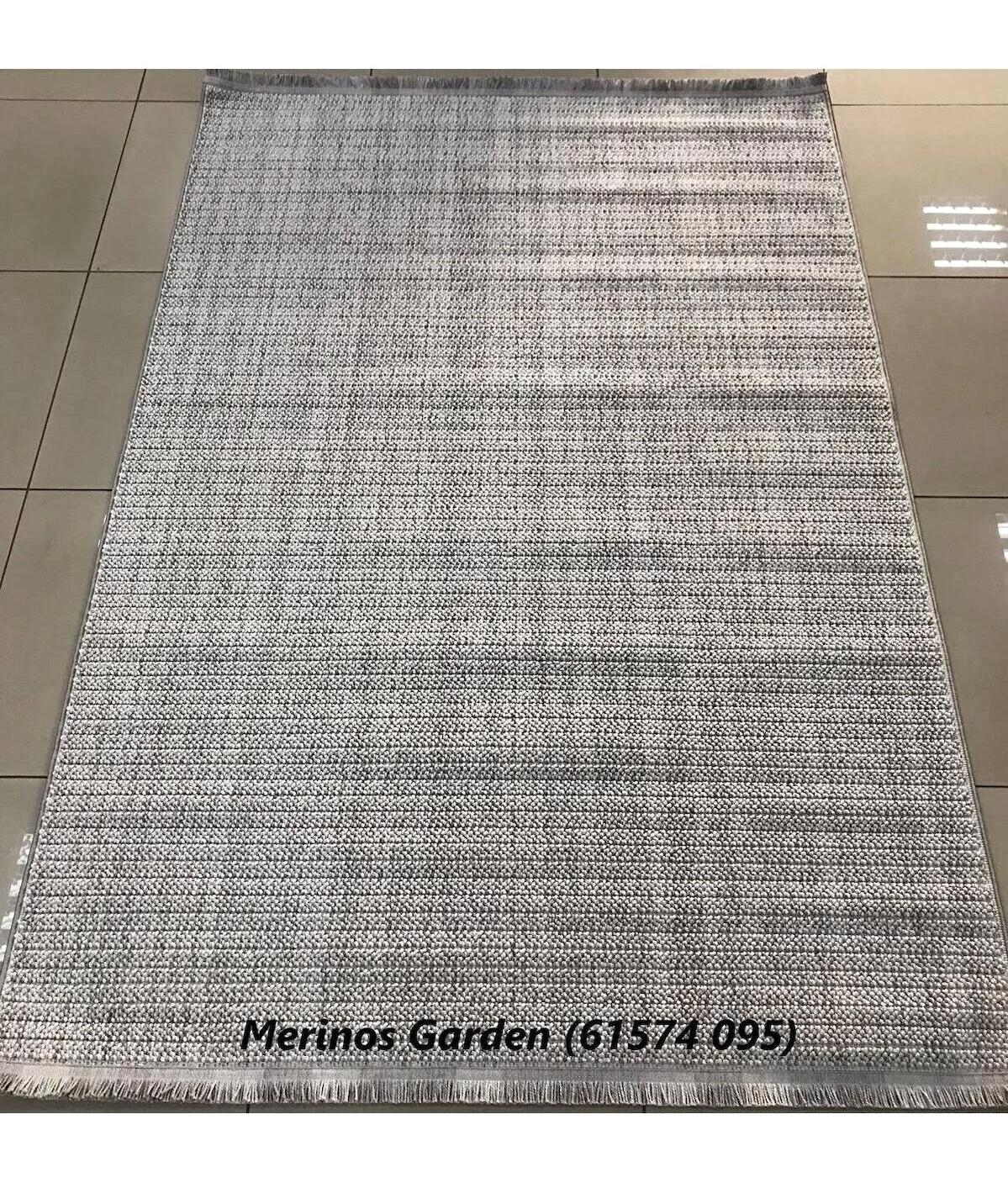 Merinos  Garden 61574 Krem 8.5 mm Mikropolyester Toz Tutmaz Yıkanabilir İnce Kaymaz Lateks Taban Dikdörtgen Makine Dokuma Salon Halısı 80x200 cm