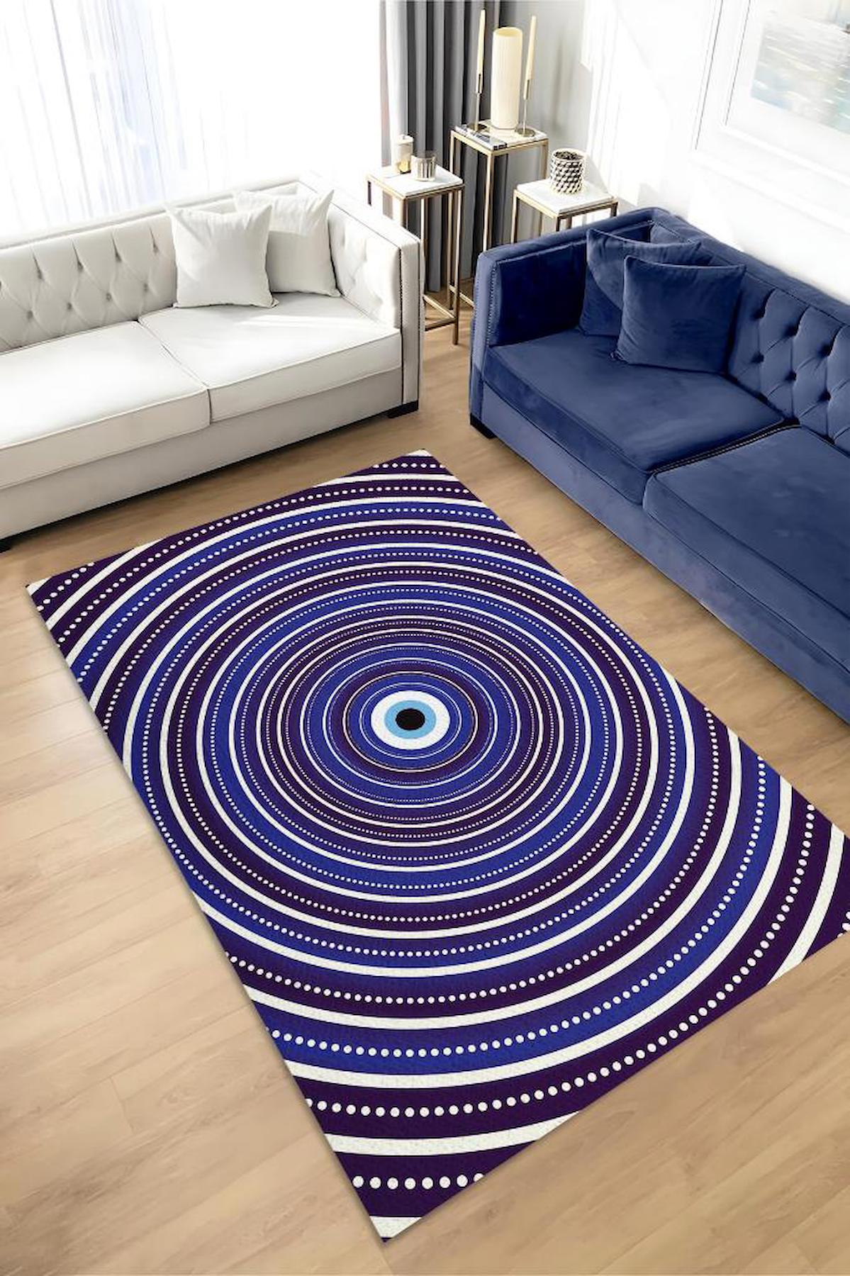 Homshtag İllüzyonist Krem 4 mm Pamuk Antistatik Yıkanabilir İnce Kaymaz Dikdörtgen Makine Dokuma Oturma Odası Halısı 120x120 cm