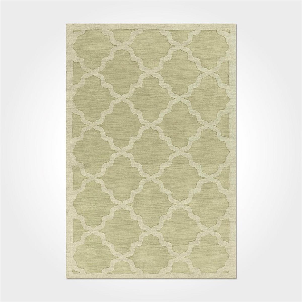 Crea Halı 2545PC Yeşil Pamuk-Polyester Yıkanabilir İnce Kaymaz Pamuk Taban Dikdörtgen Makine Dokuma Salon Halısı 100x150 cm