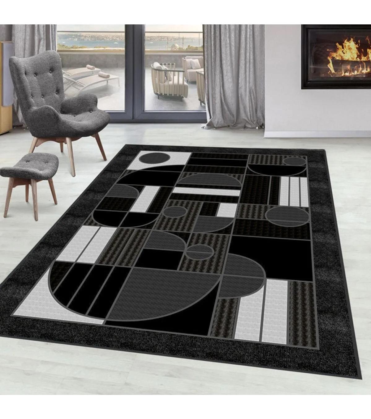 Rovigo Home RVG0093-SD1005 Çok Renkli 8 mm Polyester Yıkanabilir Orta Kaymaz Dot Taban Dikdörtgen Makine Dokuma Salon Halısı 160x230 cm