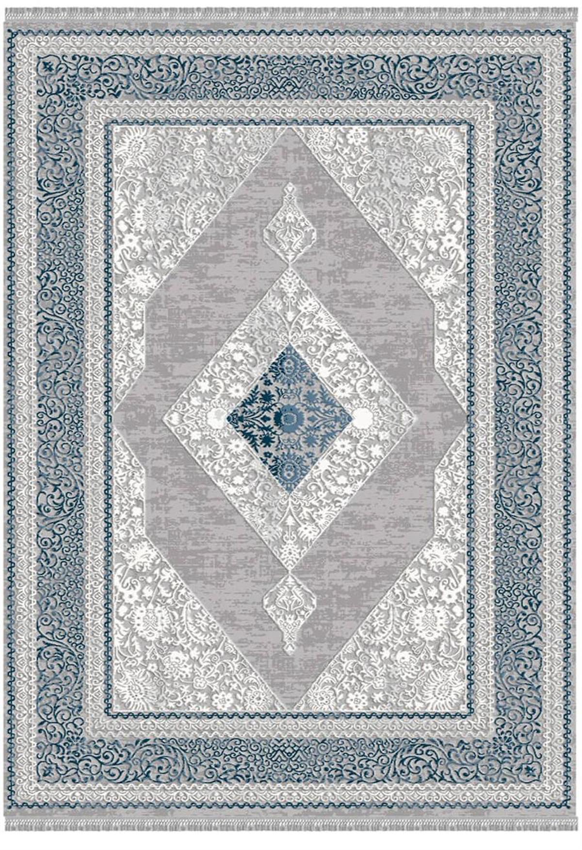 İpek Mekik Halı Blossom 13609 Gri 10 mm Akrilik Yıkanabilir Orta Kaymaz Pamuk Taban Dikdörtgen Makine Dokuma Antre-Çocuk Odası-Salon-Yatak Odası Halısı 80x300 cm