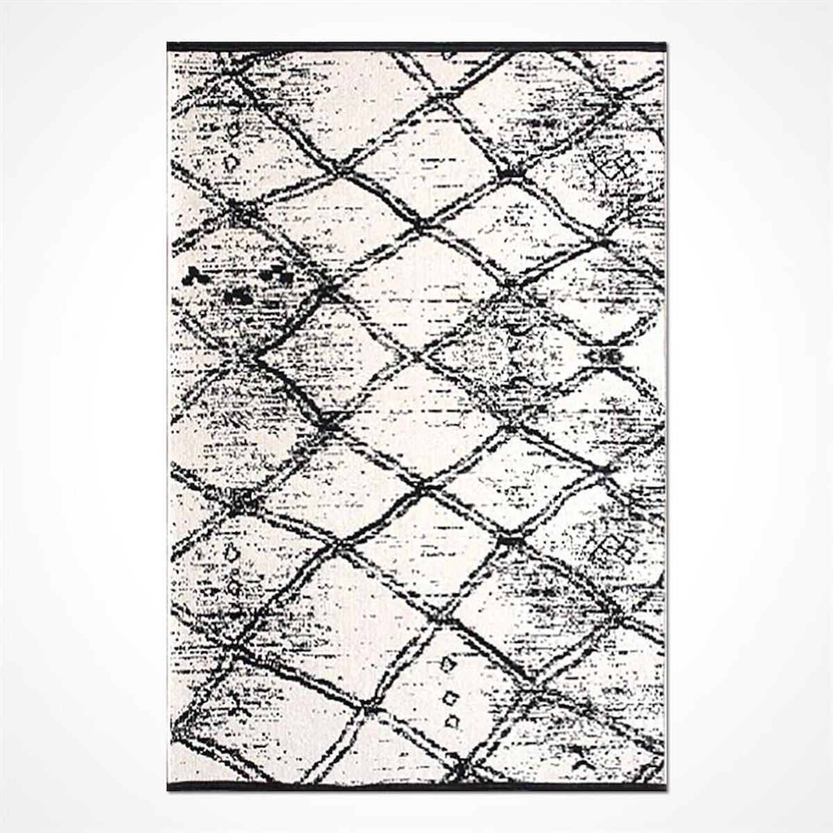 Kreasyon Halı Aqua AU008 Krem 4 mm Polyester Yıkanabilir İnce Kaymaz Örme Taban Dikdörtgen Makine Dokuma Salon Halısı 80x150 cm