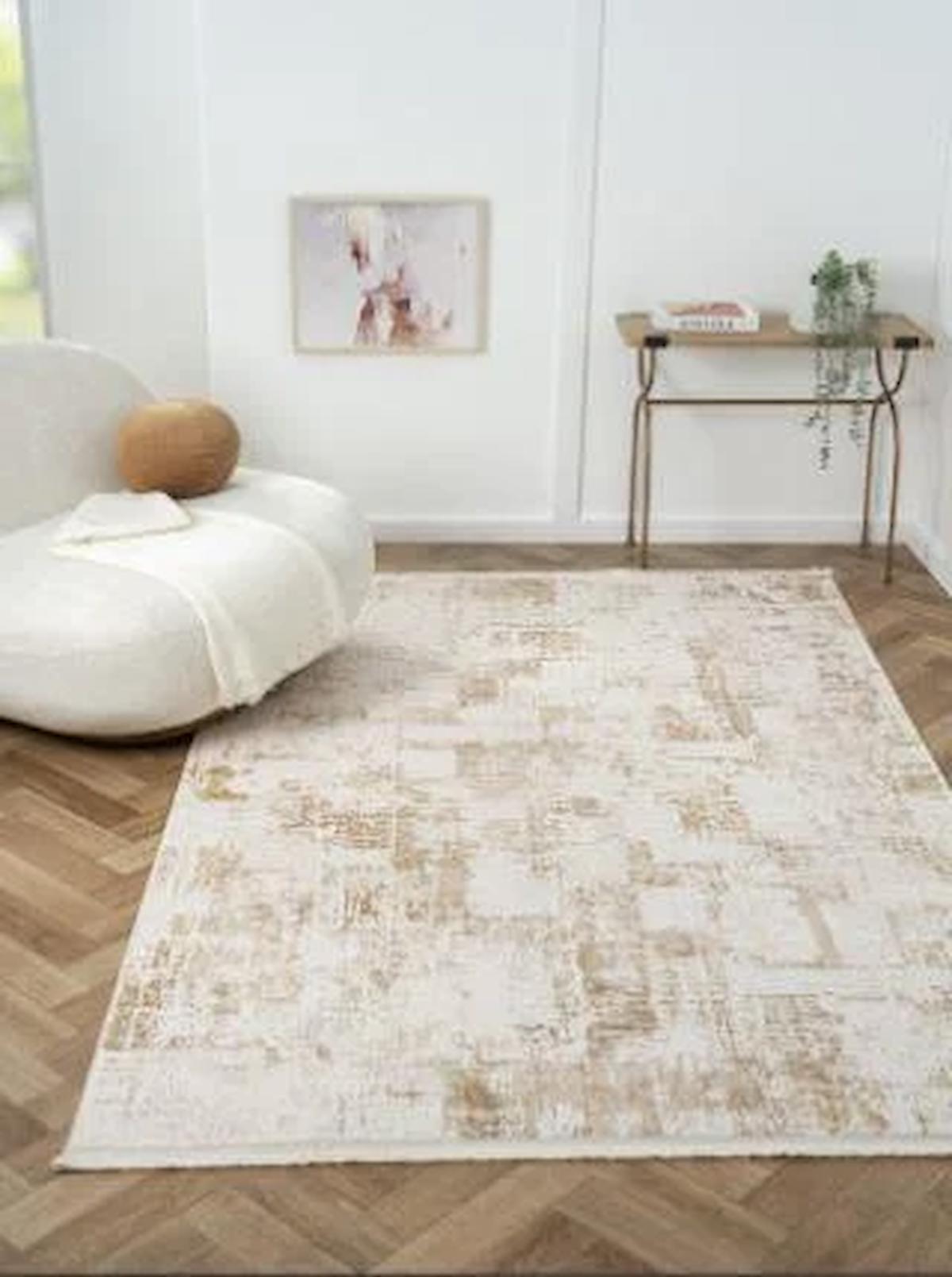 Çam Halı Otto OT006B Altın 8 mm Akrilik Silinebilir Yıkanabilir Orta Dikdörtgen Makine Dokuma Salon Halısı 120x180 cm