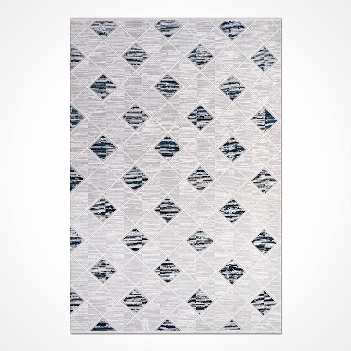 Crea Halı Galyon 16109 Krem 8 mm Akrilik Toz Tutmaz Yıkanabilir Orta Geometrik Dikdörtgen Makine Dokuma Salon Halısı 160x230 cm