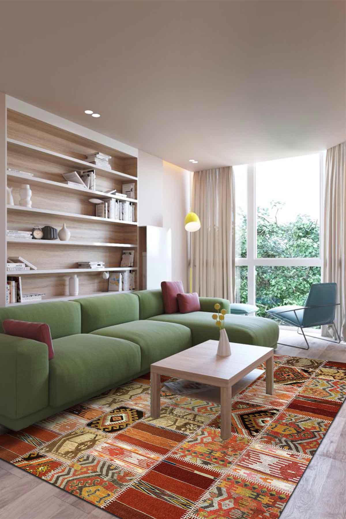 İlyaki Home Carnosa Krem 0.5 mm Pamuk Antibakteriyel Yıkanabilir İnce Kaymaz Pamuk Taban Dikdörtgen Makine Dokuma Salon Halısı 160x230 cm