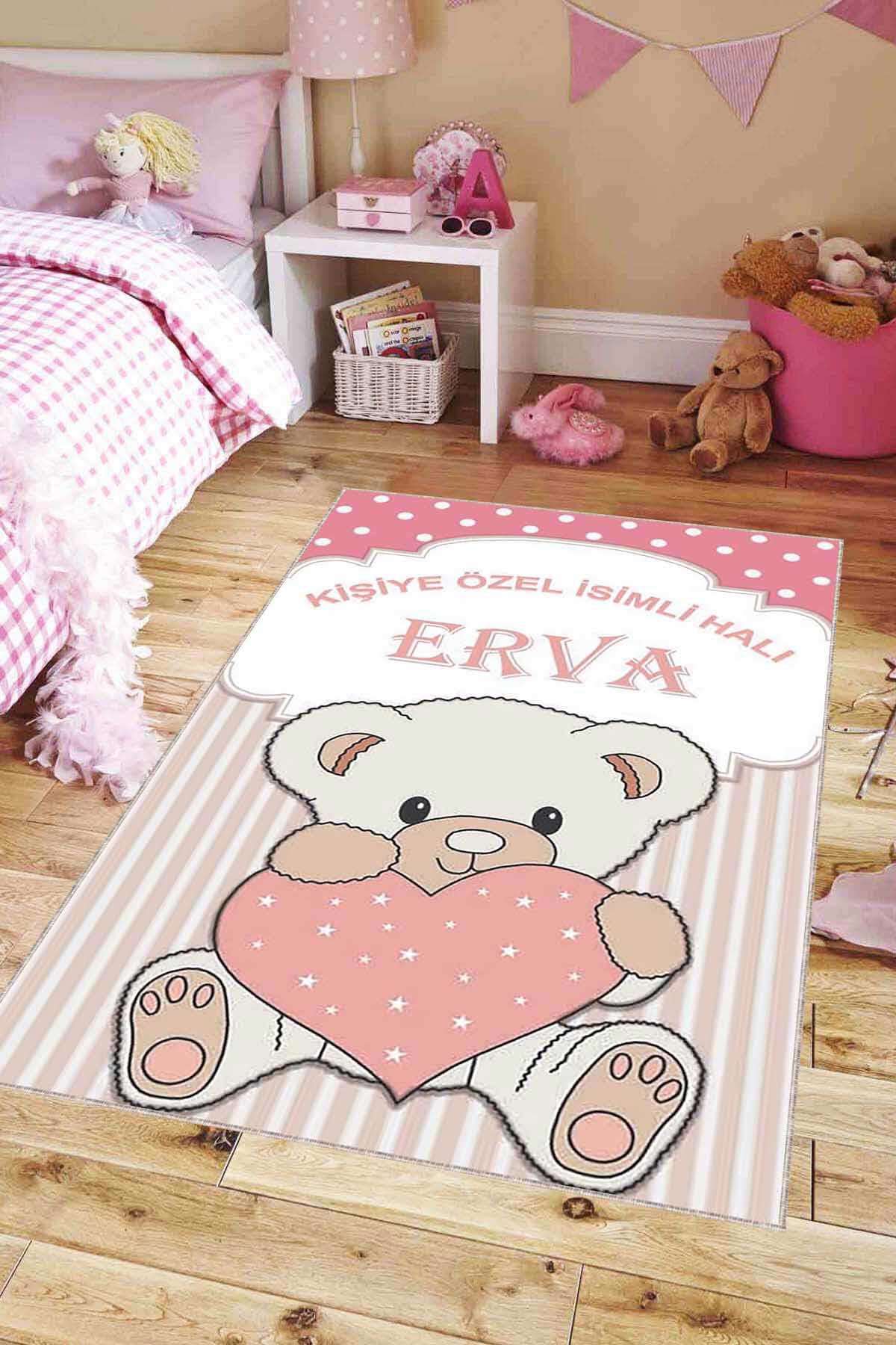Viva Home KD01 Pembe 7 mm Mikropolyester Leke Tutmaz Yıkanabilir İnce Kaymaz Dot Taban Dikdörtgen Makine Dokuma Çocuk Odası Halısı 160x230 cm