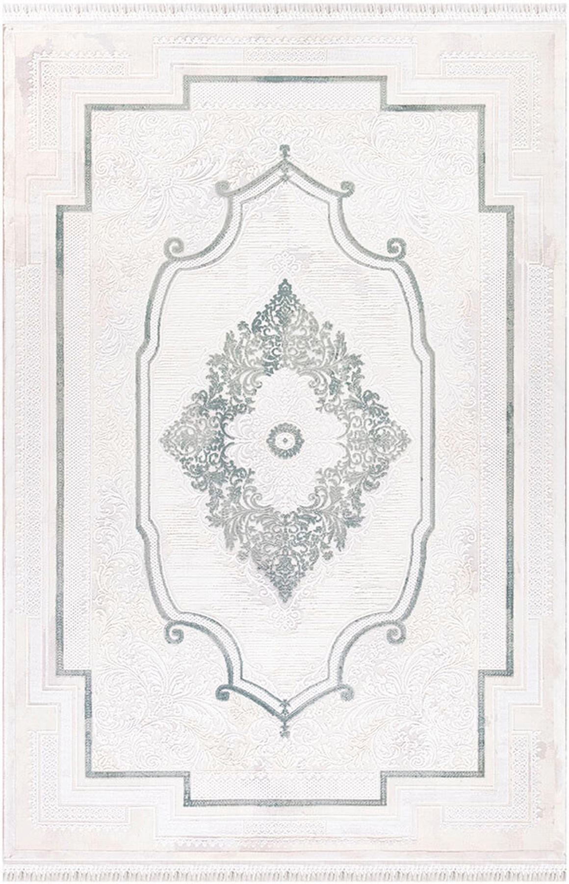 İpek Home Blossom 13477 Bej-Gri 10 mm Bambu Toz Tutmaz Yıkanabilir Orta Kaymaz Pamuk Taban Dikdörtgen Makine Dokuma Antre-Çocuk Odası-Salon-Yatak Odası Halısı 80x200 cm