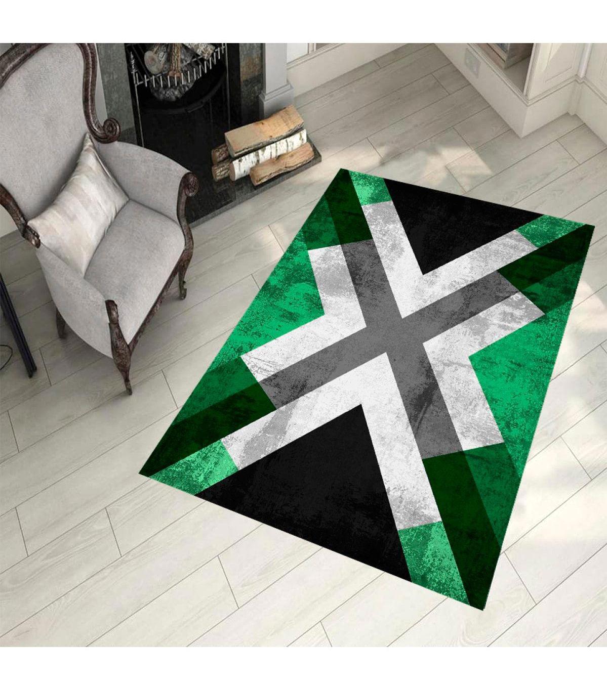 Aldora 550 Yeşil 9 mm Deri Yalıtıma Yardımcı Yıkanabilir İnce Kaymaz Taban Dikdörtgen Antre-Salon-Yatak Odası Halısı 140x200 cm
