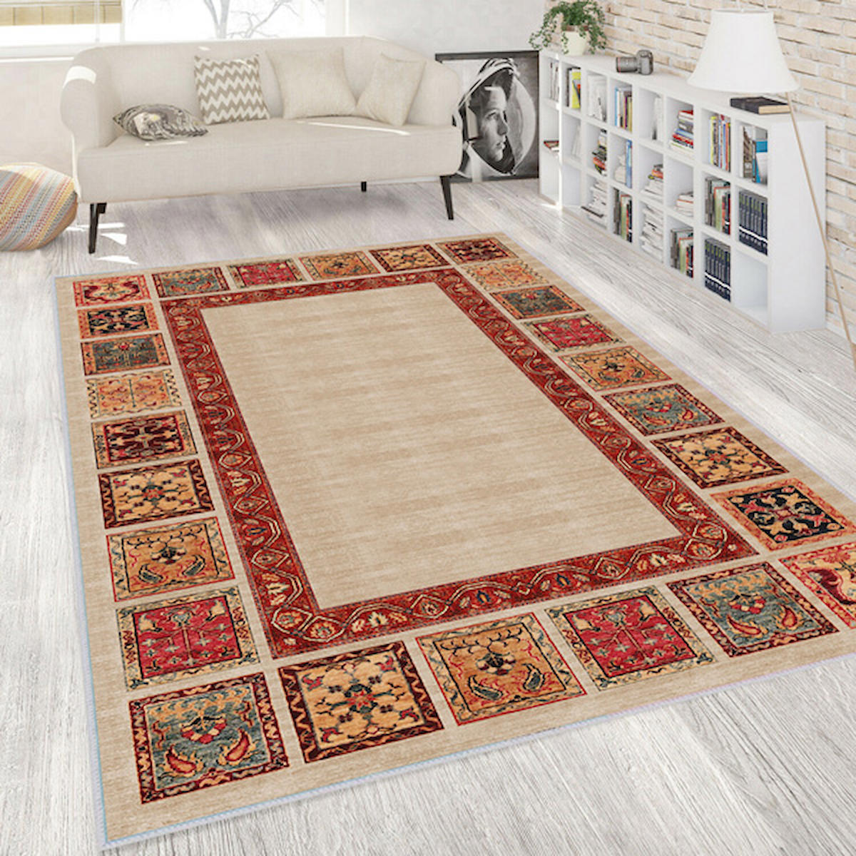 Rovigo Home RVG0191-SD1184 Çok Renkli 8 mm Polyester Leke Tutmaz Yıkanabilir Orta Kaymaz Dot Taban Dikdörtgen Makine Dokuma Salon Halısı 180x280 cm