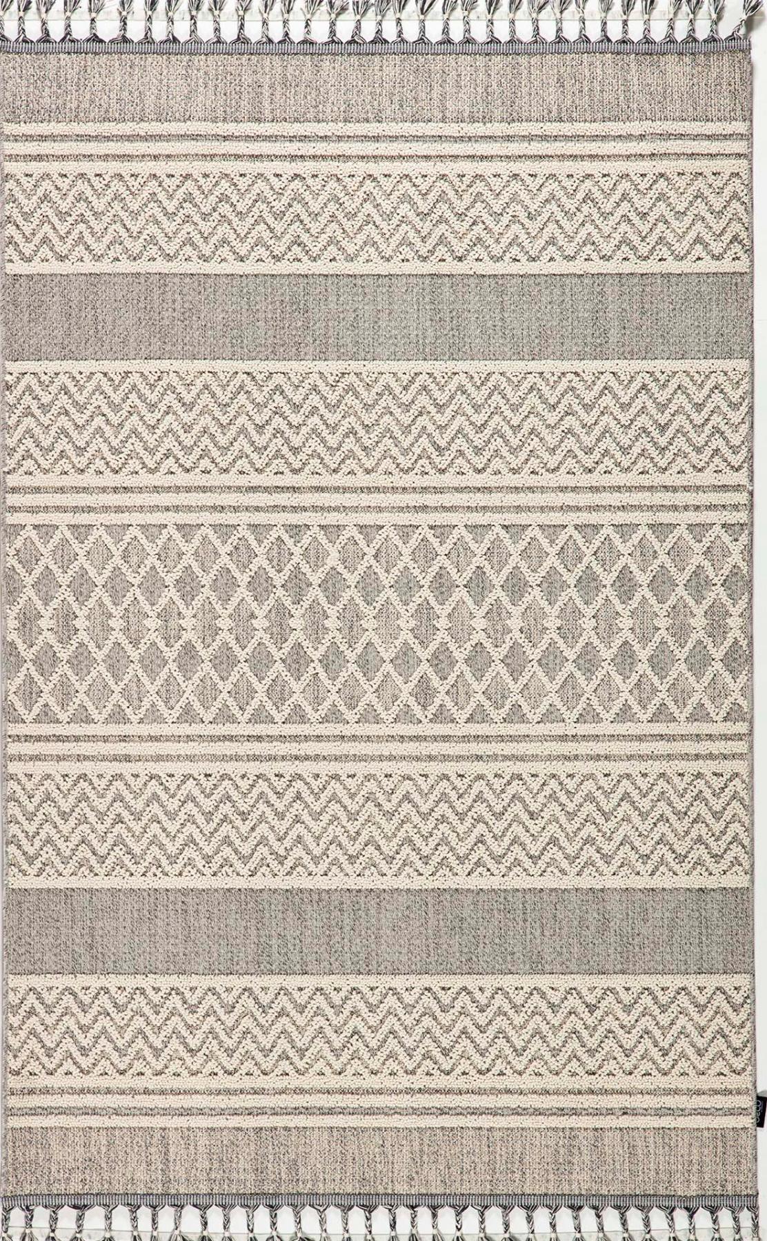 Gümüşsuyu Delta DDL12157 Gri 8 mm Polipropilen Toz Tutmaz Yıkanabilir Orta Kaymaz Dikdörtgen Makine Dokuma Salon Halısı 160x235 cm